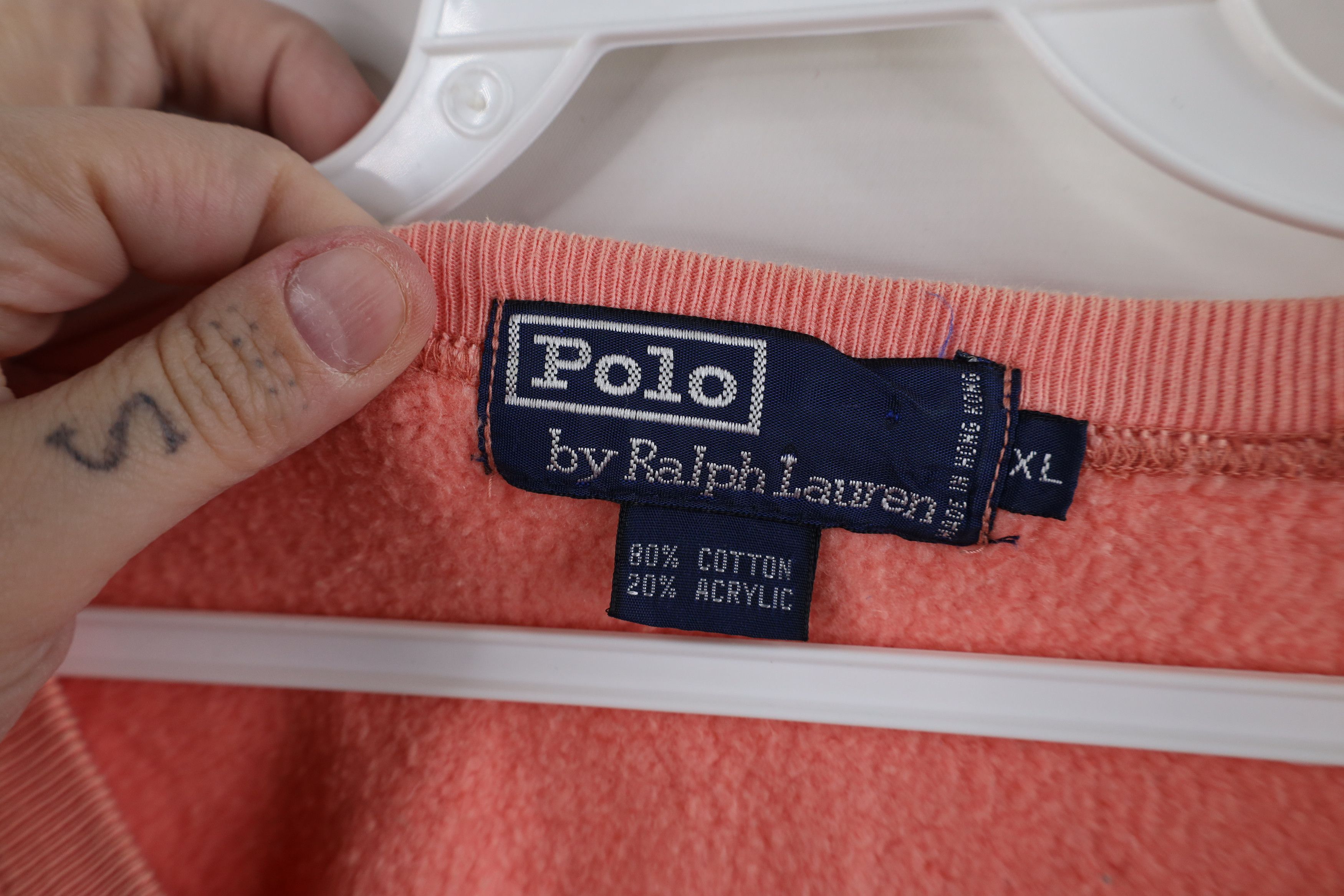 Ralph Lauren × Vintage Vintage 90s Ralph Lauren Baggy Pocket Sweatshirt Pink Size US XL / EU 56 / 4 - 10 Thumbnail