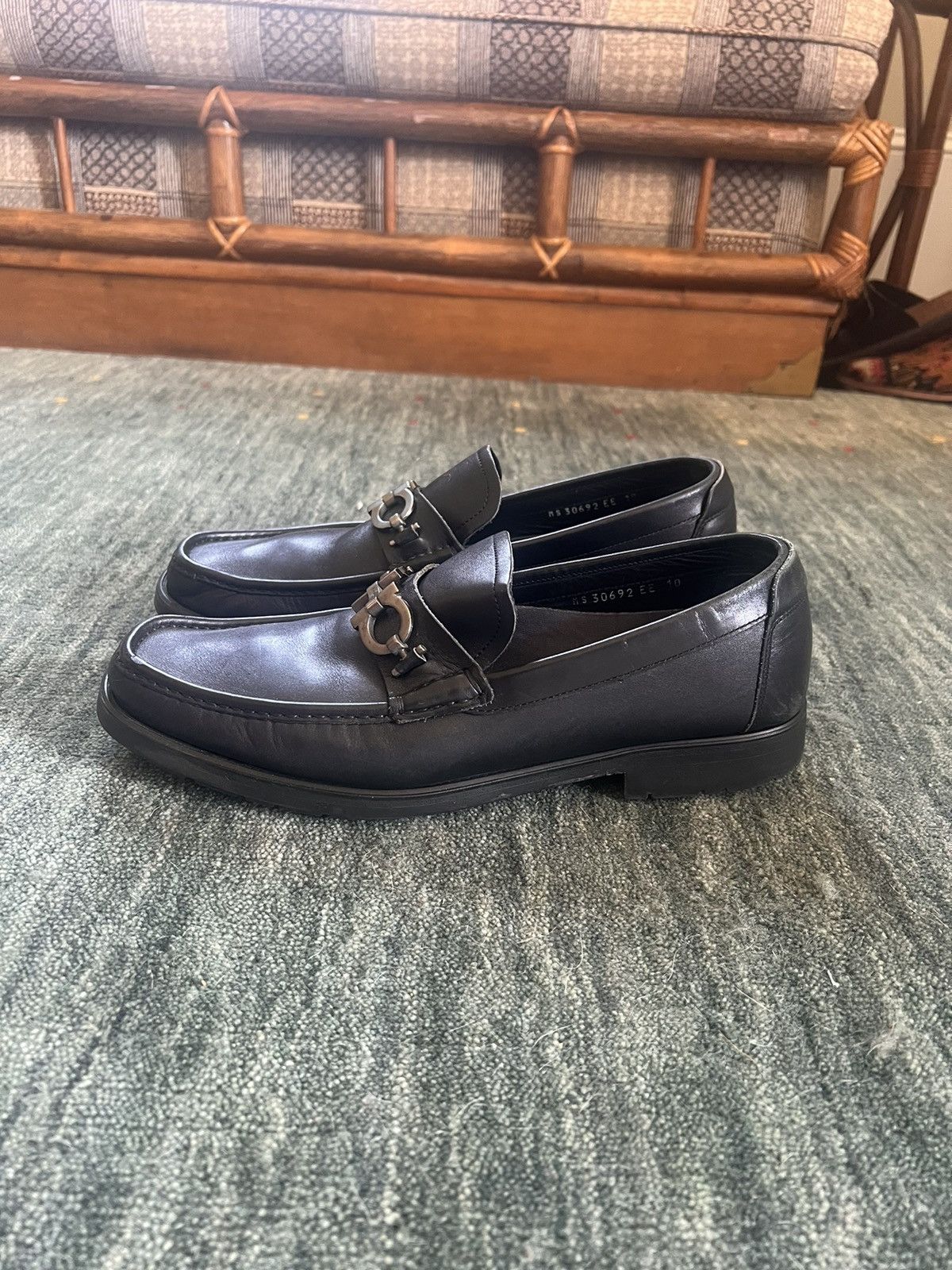 Salvatore Ferragamo Black Horsebit Loafers WORN ONCE Size US 11 / EU 44 - 1 Thumbnail