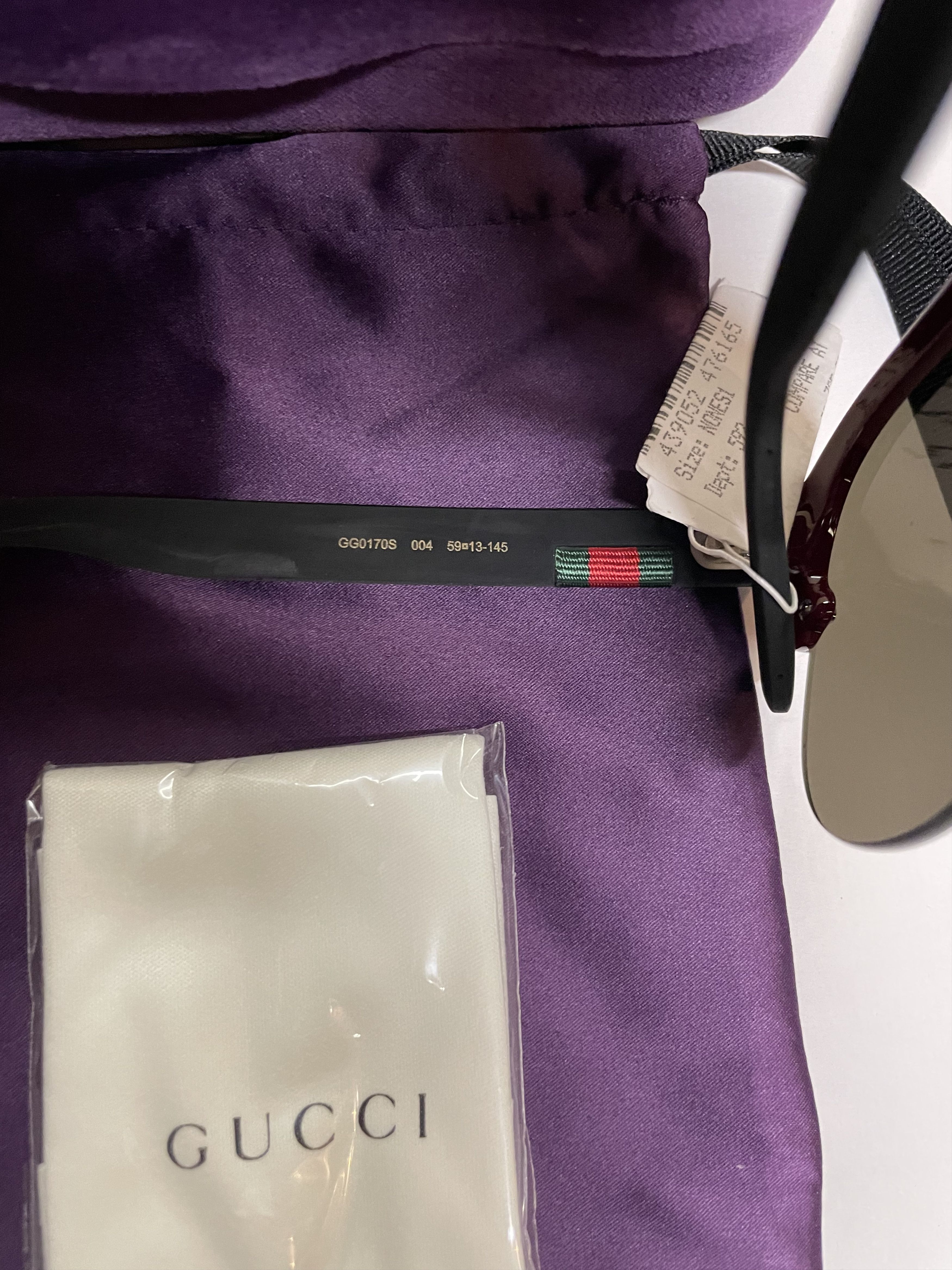 Gucci Gucci GG0170S 004 Cherry/Black Lens Pilot Unisex Sunglasses Size ONE SIZE - 2 Thumbnail