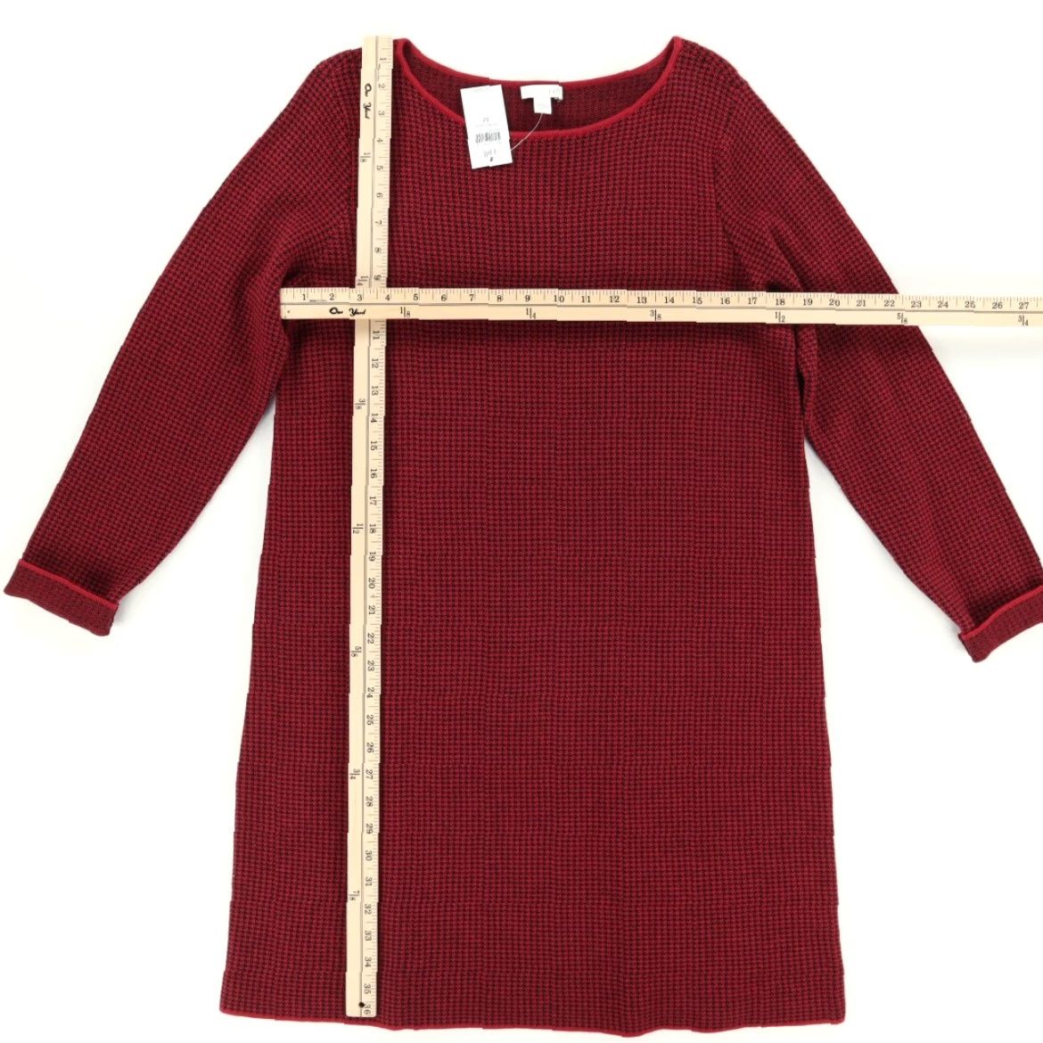 J. Jill J. Jill Houndstooth Knit Sweater Dress Red Women's M Shirt Dress Mens Women Girls Boys? Size M / US 6-8 / IT 42-44 - 3 Thumbnail