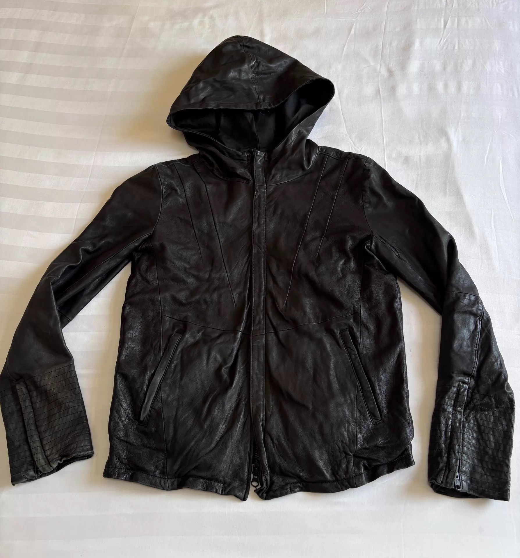 Ekam Ekam Japanese Vintage Lambskin Pleated Leather Jacket XS-S Size US XS / EU 42 / 0 - 4 Thumbnail