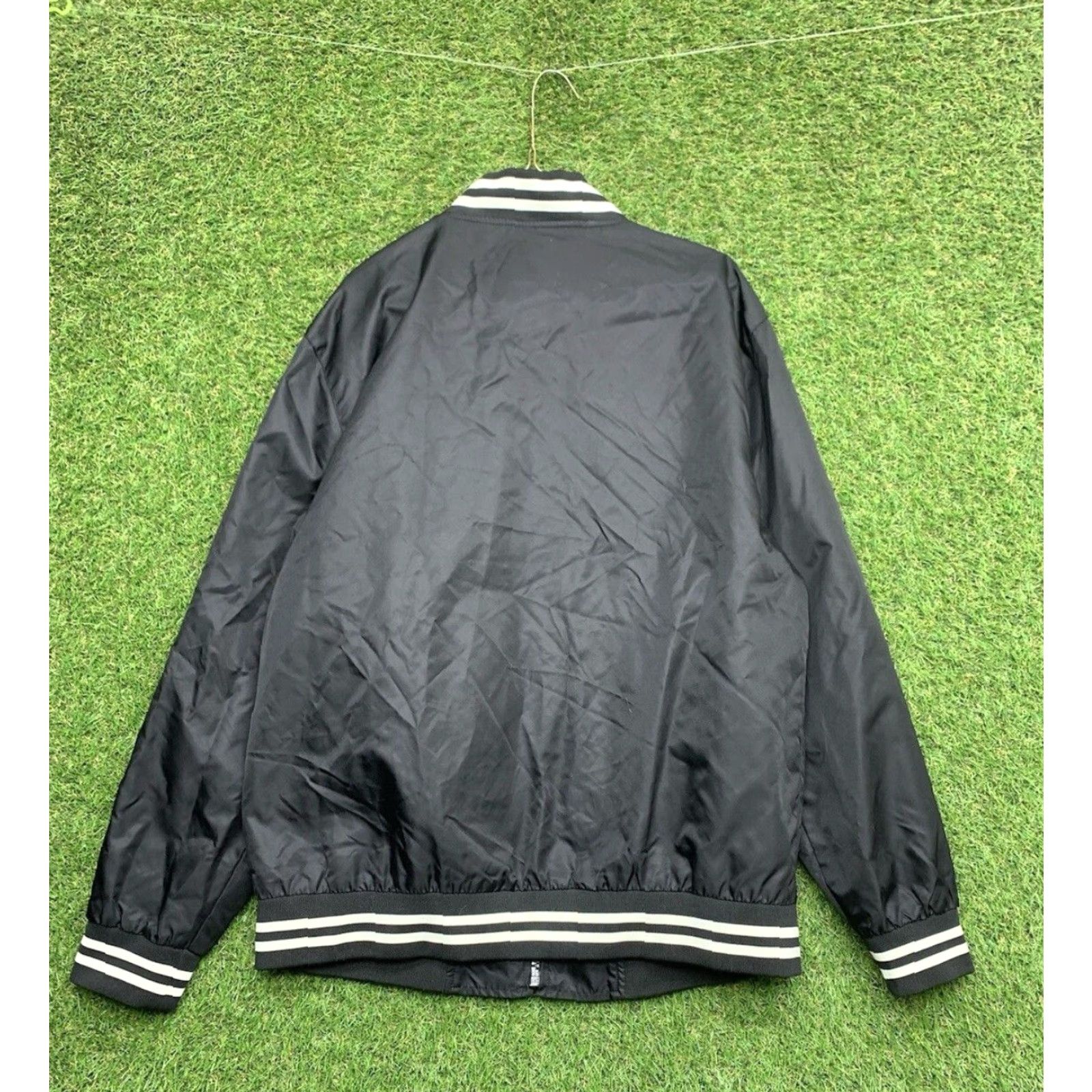 Starter VINTAGE Starter Satin Varsity Jacket Mens Large Enzo Striped Black Label Full Zip Jacket Size US L / EU 52-54 / 3 - 2 Thumbnail