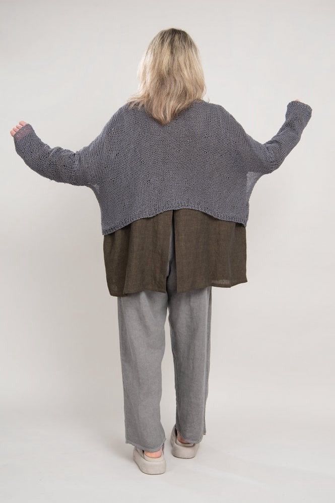 Vintage Umit unal Design oversized knit Dark Wool cropped Sweater Size L / US 10 / IT 46 - 3 Thumbnail