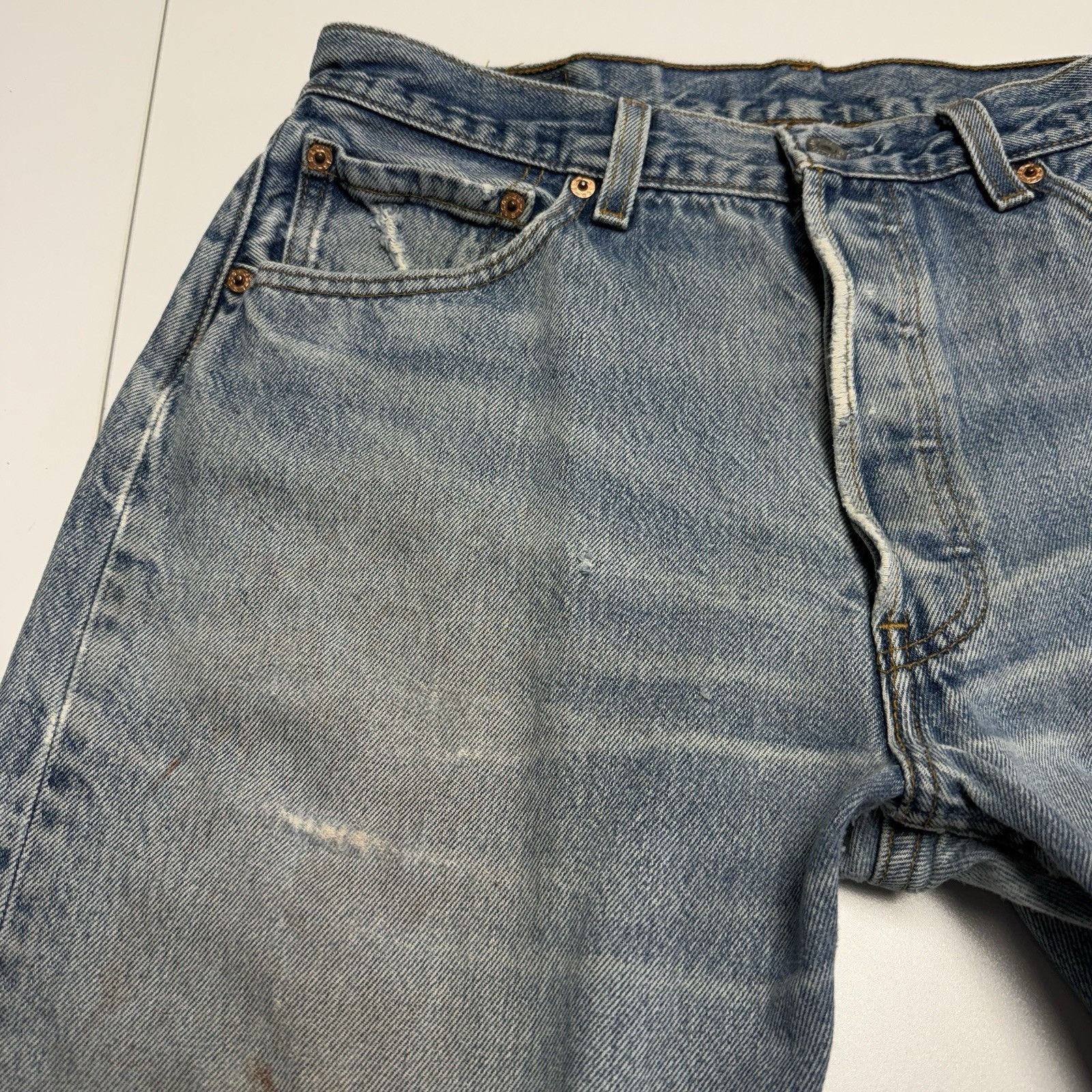 Levi's Vintage 90s Levis 501xx Jeans Made In USA Mens 35x34 (32x30) Size US 35 - 3 Thumbnail