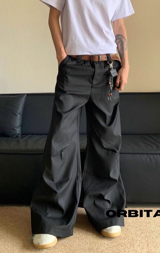 Japanese Brand Baggy Pleated Stacked Flare Pants Size US 30 / EU 46 - 5 Thumbnail