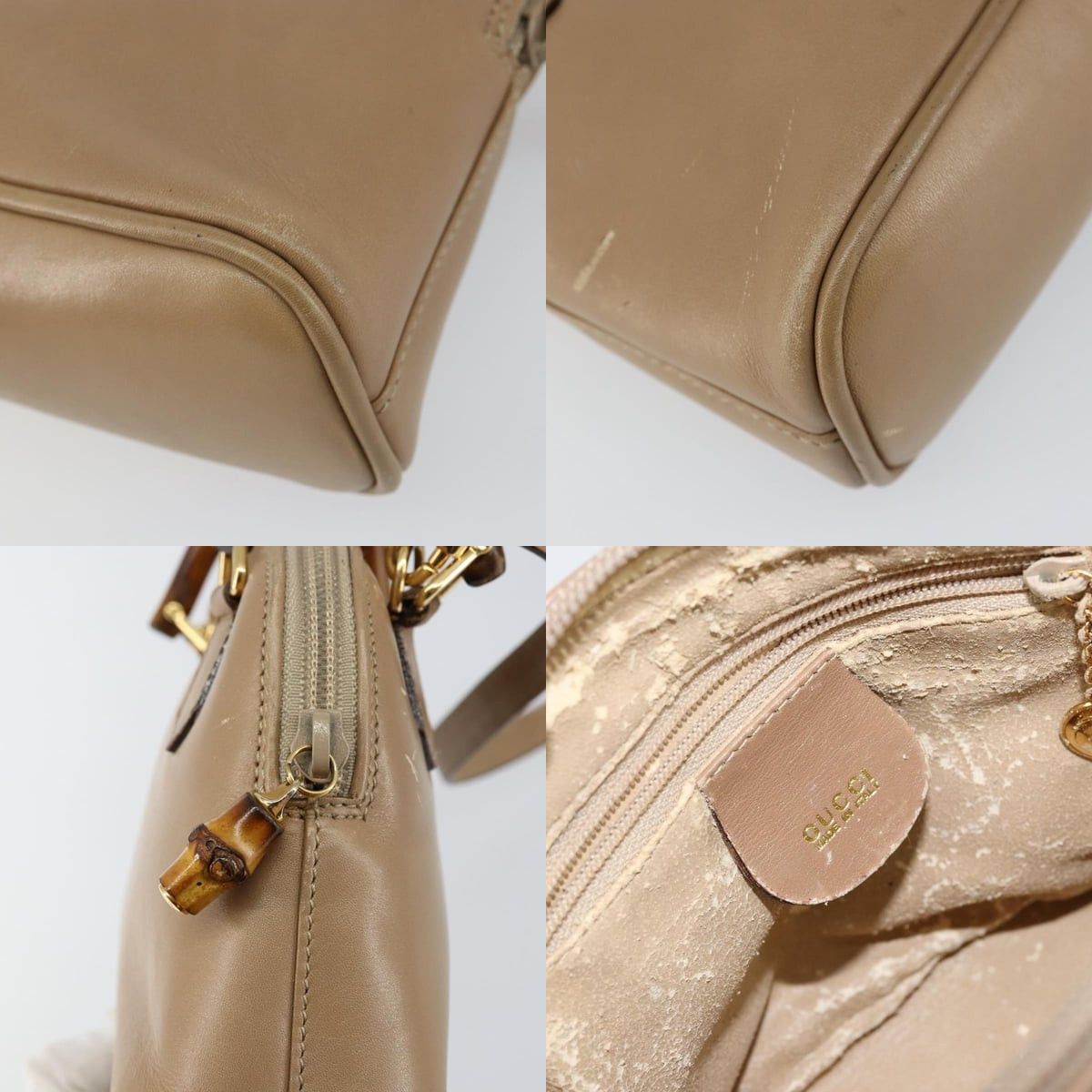 Gucci GUCCI Bamboo Handbag Leather Beige Gold 007 2865 007 2865 Size ONE SIZE - 11 Thumbnail
