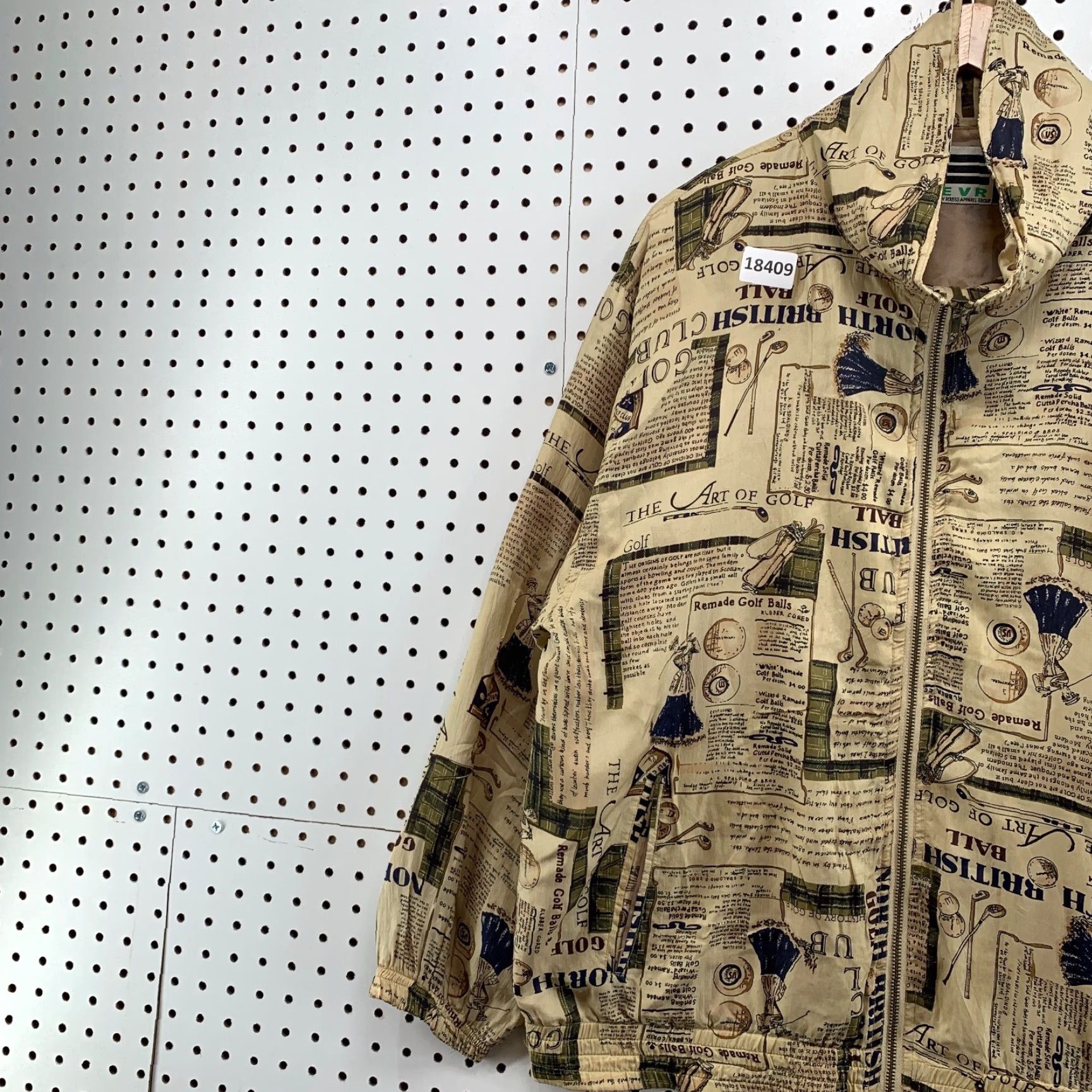 Vintage Vintage EVR 100% Silk Jacket Full Zip Golf AOP Graphic Large Brown 24X28 Mens Size US L / EU 52-54 / 3 - 3 Thumbnail