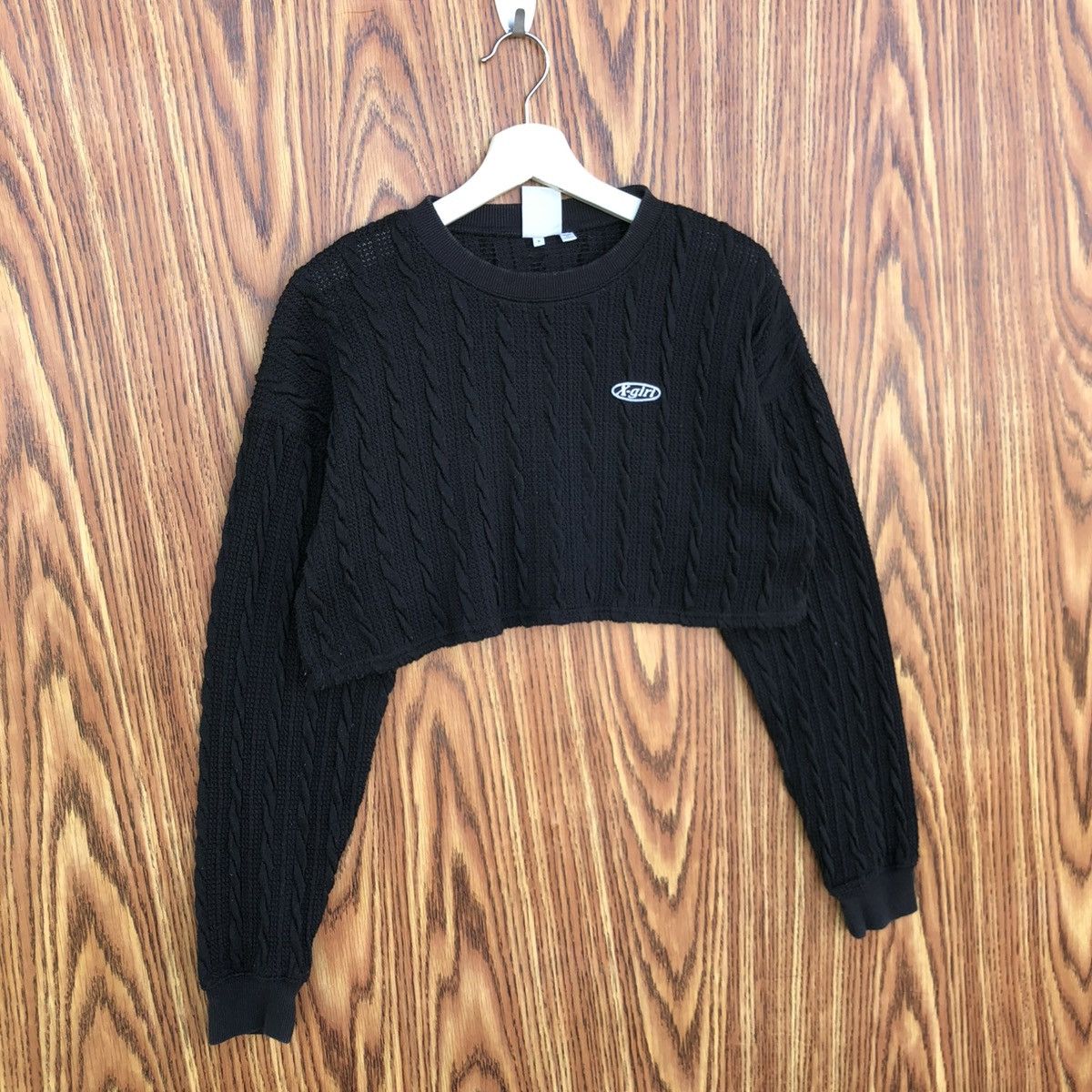 X-Girl Vintage X-girl black cropped cable-knit Size S / US 4 / IT 40 - 2 Thumbnail
