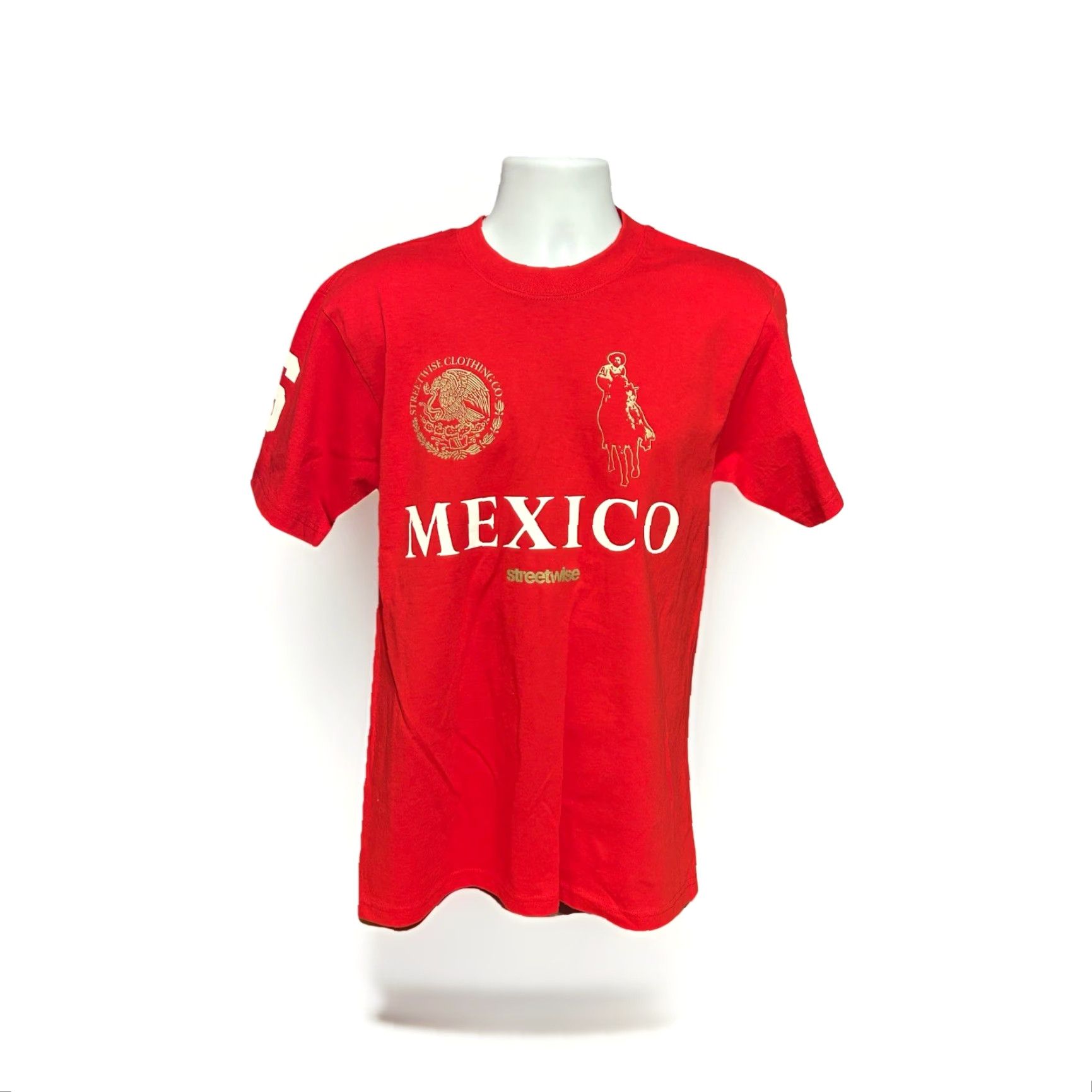 Vintage Streetwise Mexico Narco Shirt Men M Red Short Sleeve NWT USA Activewear Short Sleeve Crew Neck Logo Print Boys? Mens Size US M / EU 48-50 / 2 - 7 Thumbnail