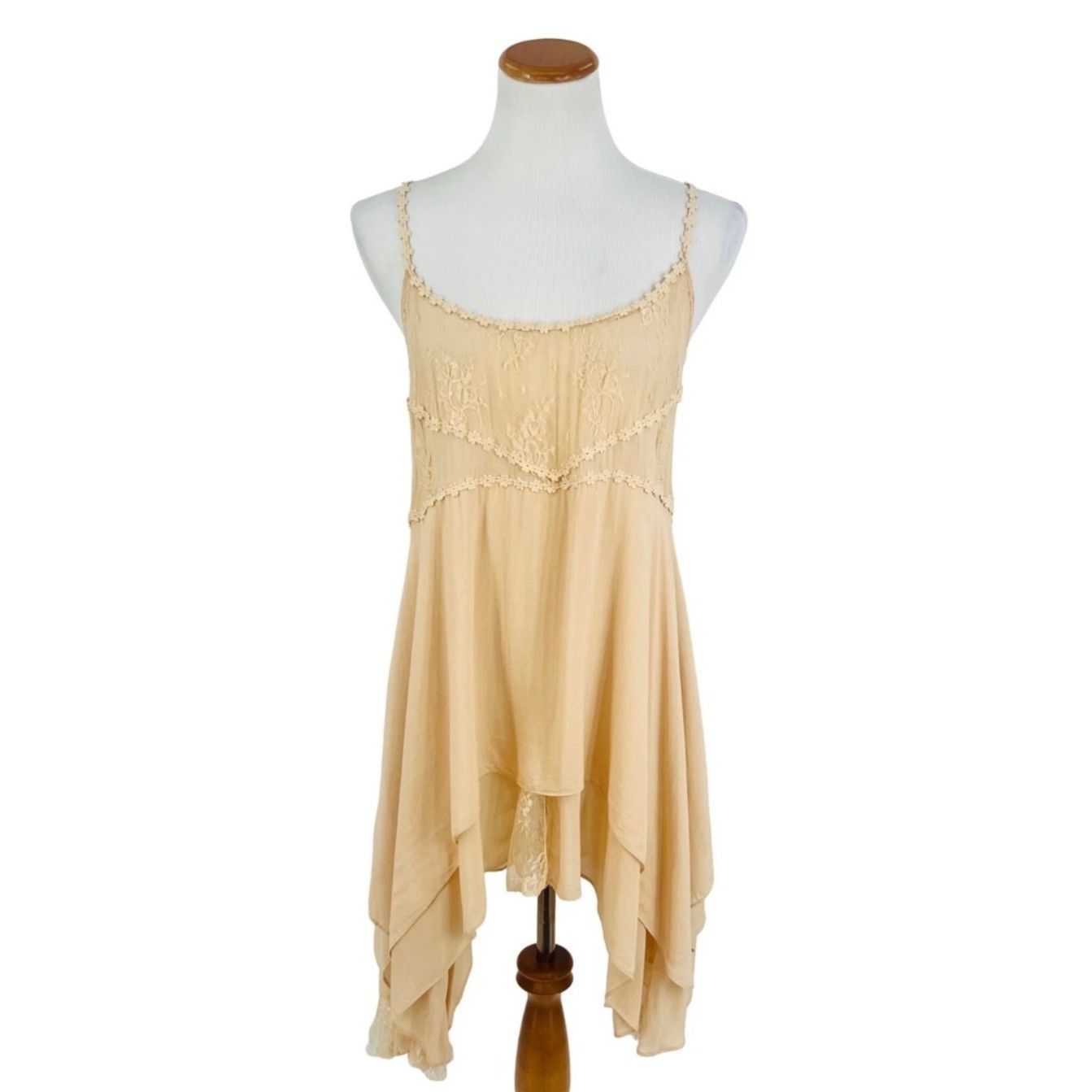 Free People RARE Free People Pieced Together Mini Slip Dress| Boho Indie Size L / US 10 / IT 46 - 2 Thumbnail