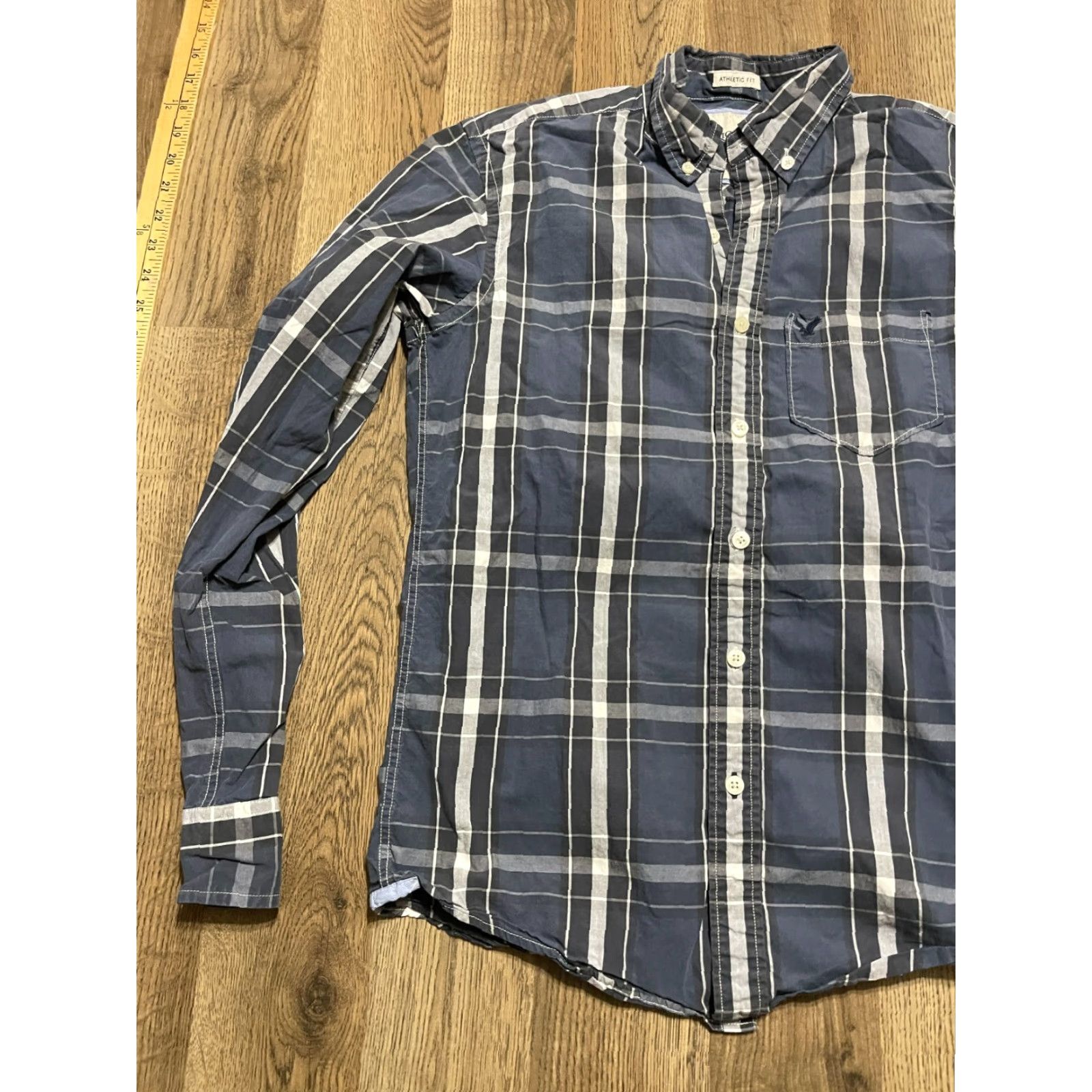 American Eagle Outfitters American Eagle Outfitters Shirt Mens XS Blue Plaid Button-Down Casual Long Sleeve Regular Collar Button-Up Size US XS / EU 42 / 0 - 3 Thumbnail