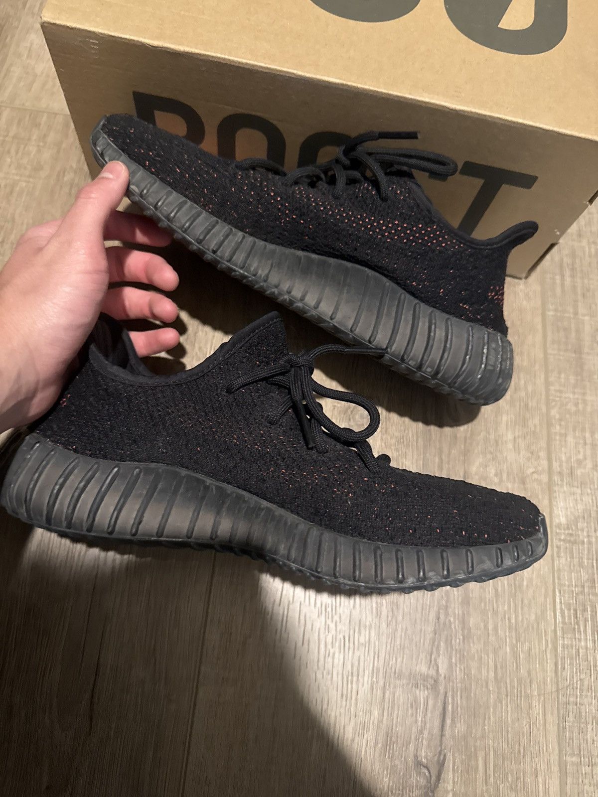 Yeezy Adidas Yeezy Boost 350 V2 Bred Black Red Size US 9 / EU 42 - 3 Thumbnail