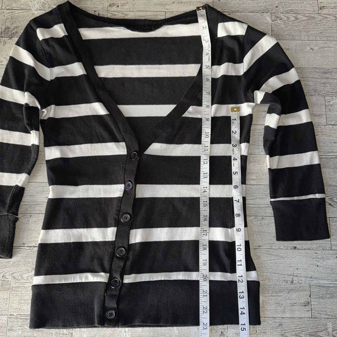 Vintage Wednesday Customized, Y2K Striped Deep V-Neck Knit Cardigan Size ONE SIZE - 12 Thumbnail