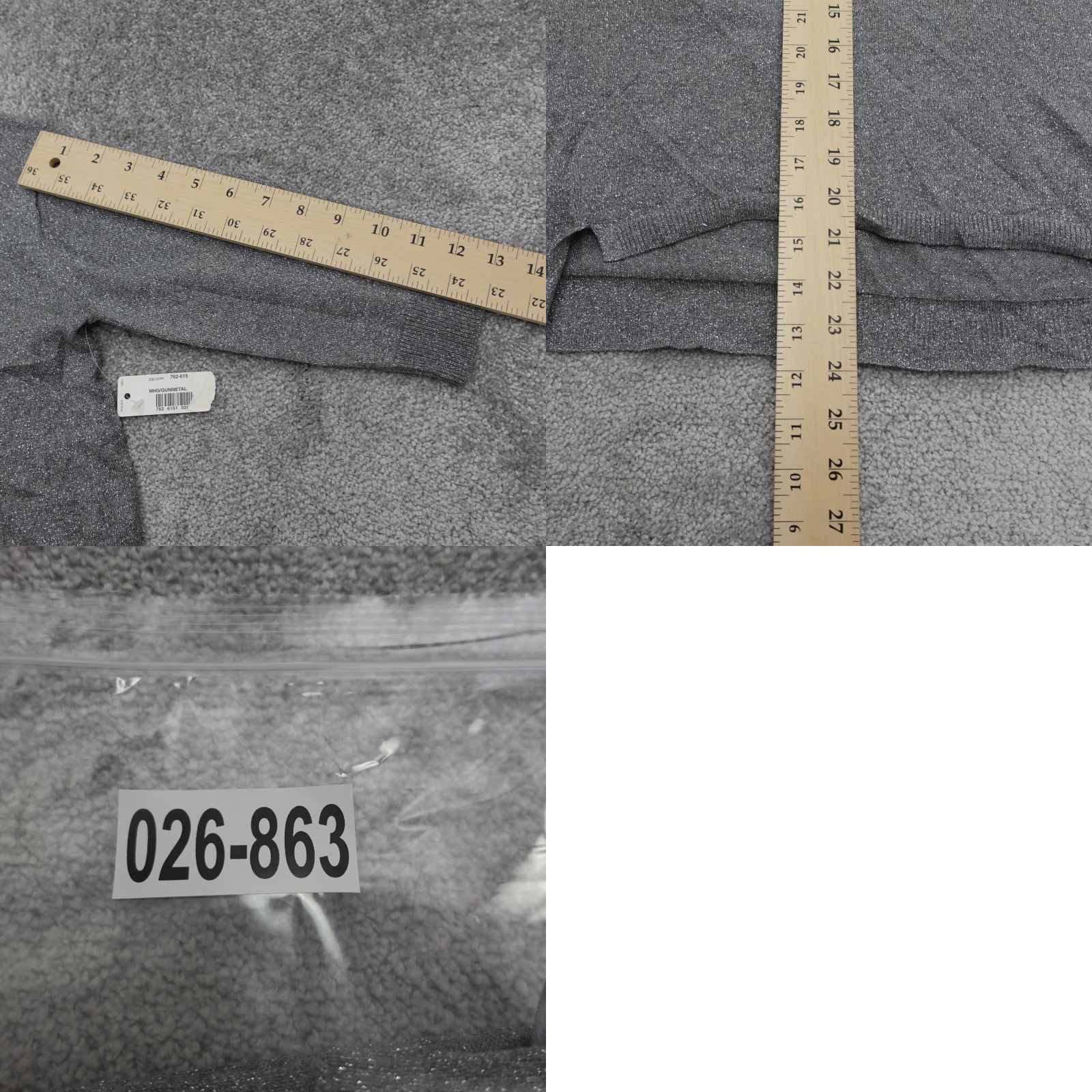 Vintage A.N.A. A New Approach Sweater Womens PL Gray Metallic Crew Neck Pullover NWT Knit Cotton Polyester Glitter All Seasons Regular Petite Womens Sweater Size L / US 10 / IT 46 - 9 Thumbnail