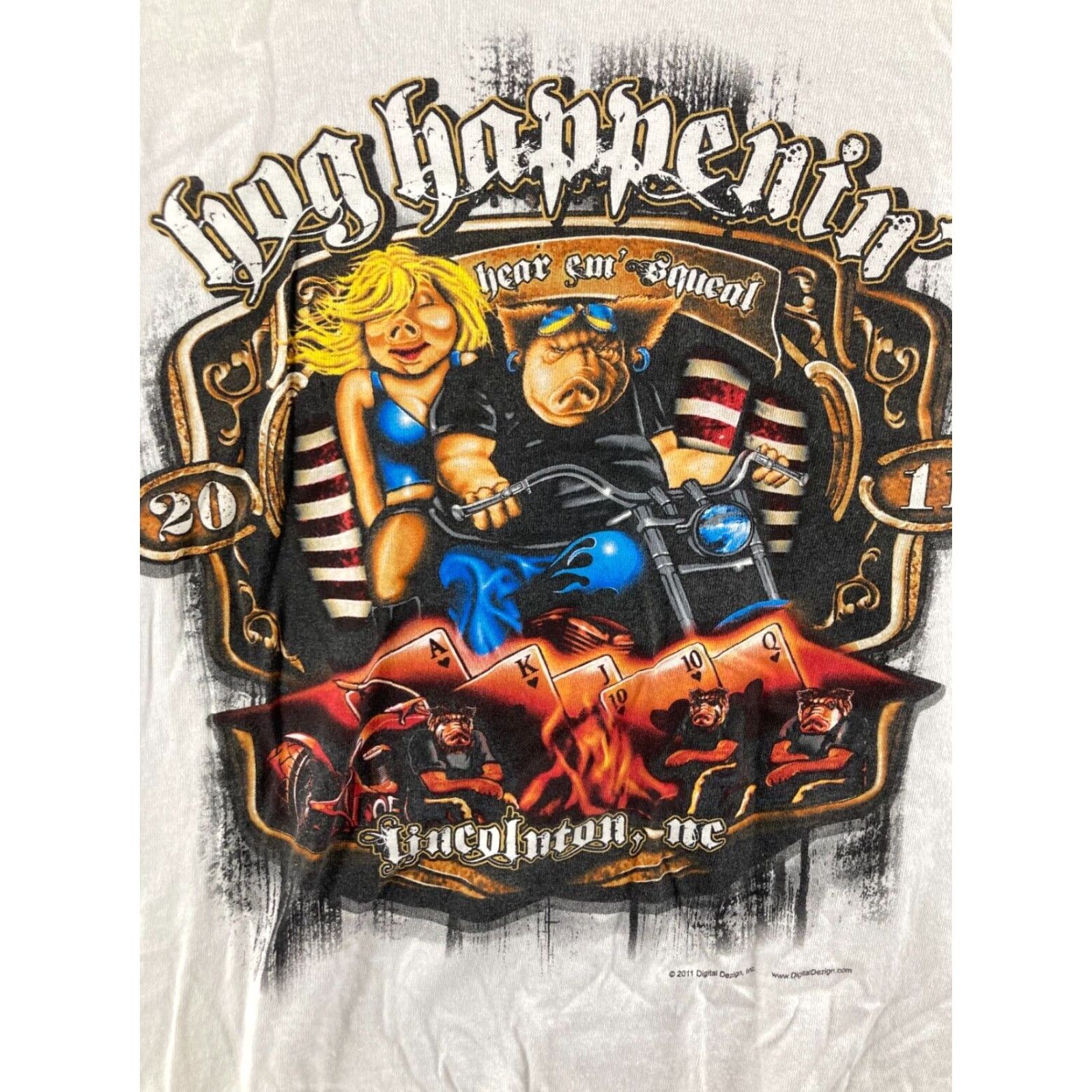 Delta Hog Happenin Bike Show & Poker Run Barbeque Cook-Off T-Shirt Lincolnton NC 2XL Size US XXL / EU 58 / 5 - 6 Thumbnail