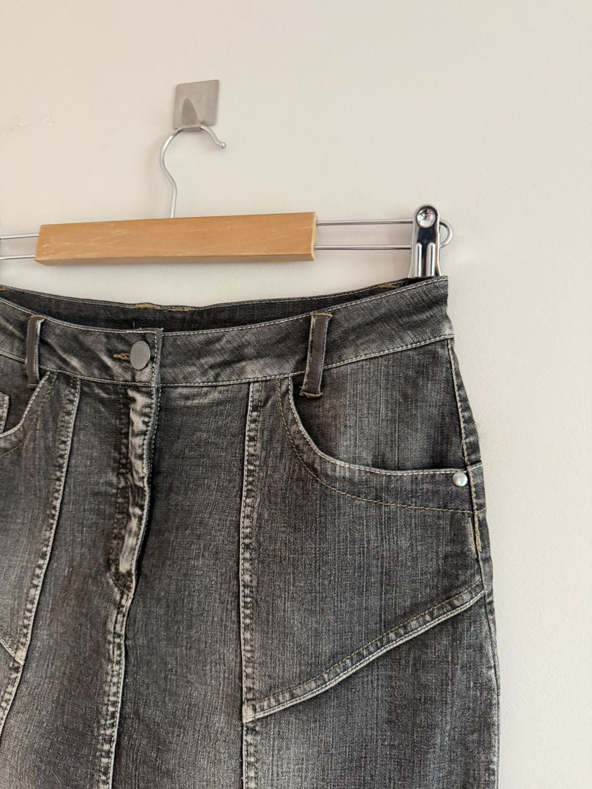 Vintage Y2K Washed Denim Panel Mini Skirt Size 28" / US 6 / IT 42 - 3 Thumbnail