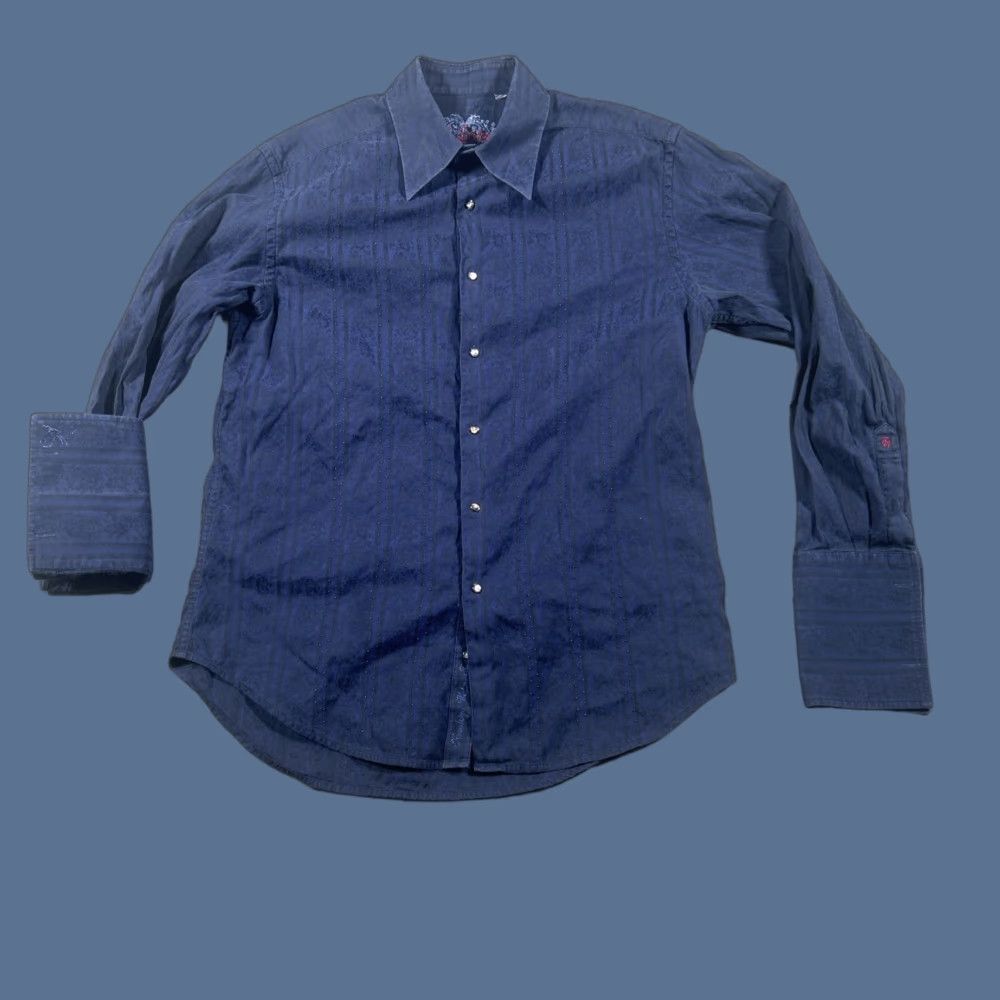 Robert Graham Robert Graham Shirt Mens Medium Blue Flip Cuff Pearl Button Size US M / EU 48-50 / 2 - 1 Thumbnail
