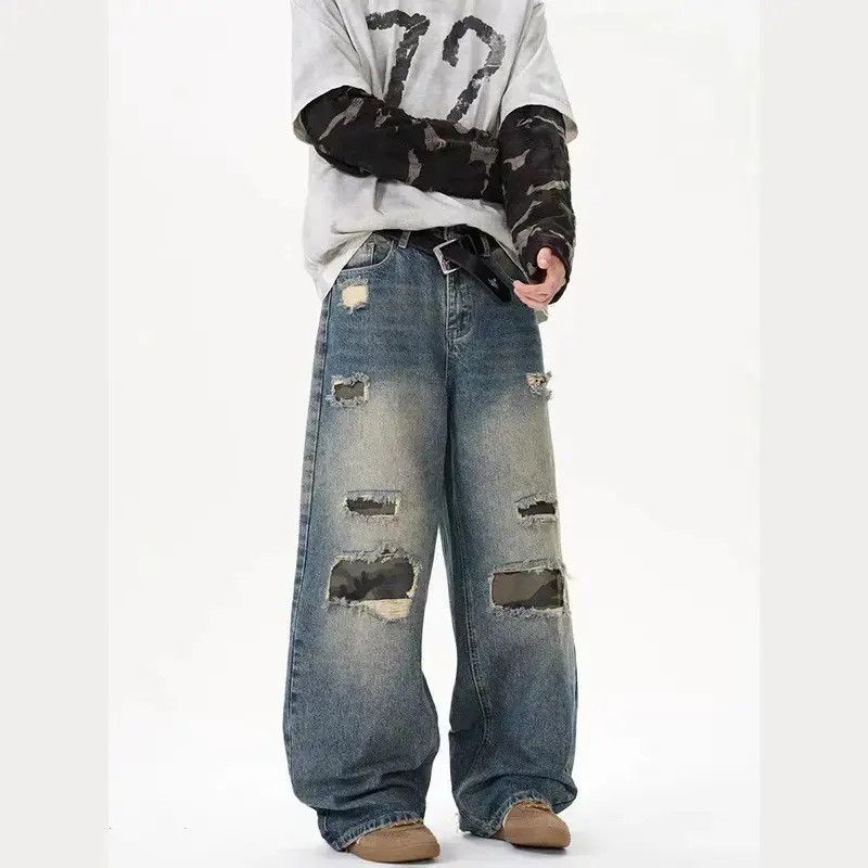 Japanese Brand Retro loose straight leg wide leg camouflage jeans Size US 32 / EU 48 - 4 Thumbnail
