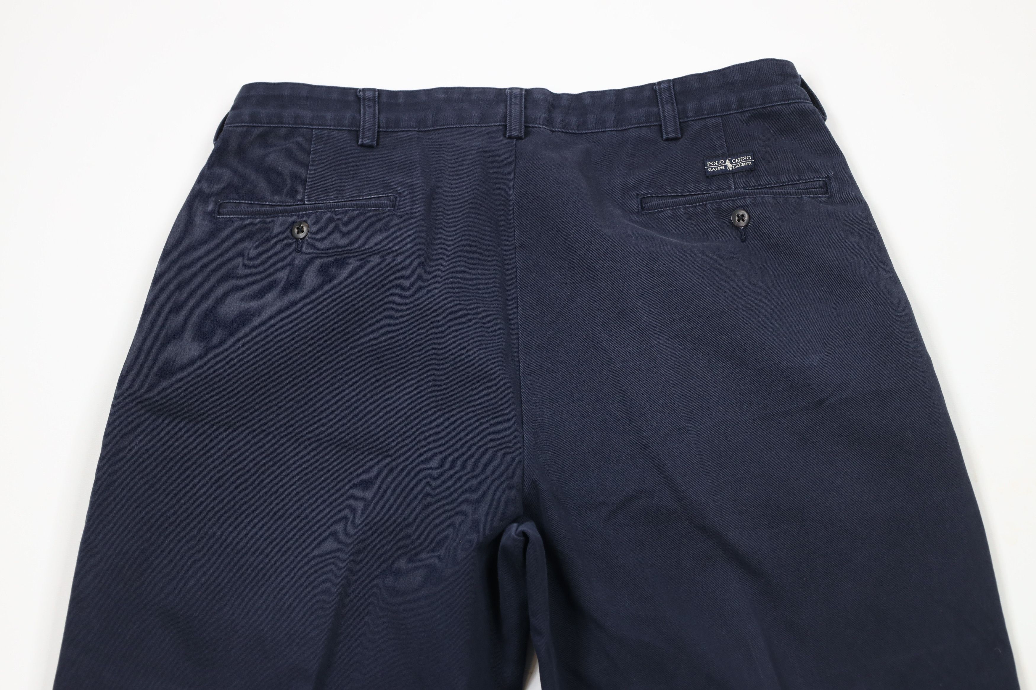 Ralph Lauren × Vintage Vintage 90s Ralph Lauren Wide Leg Chino Pants Navy Blue Size US 35 - 12 Thumbnail