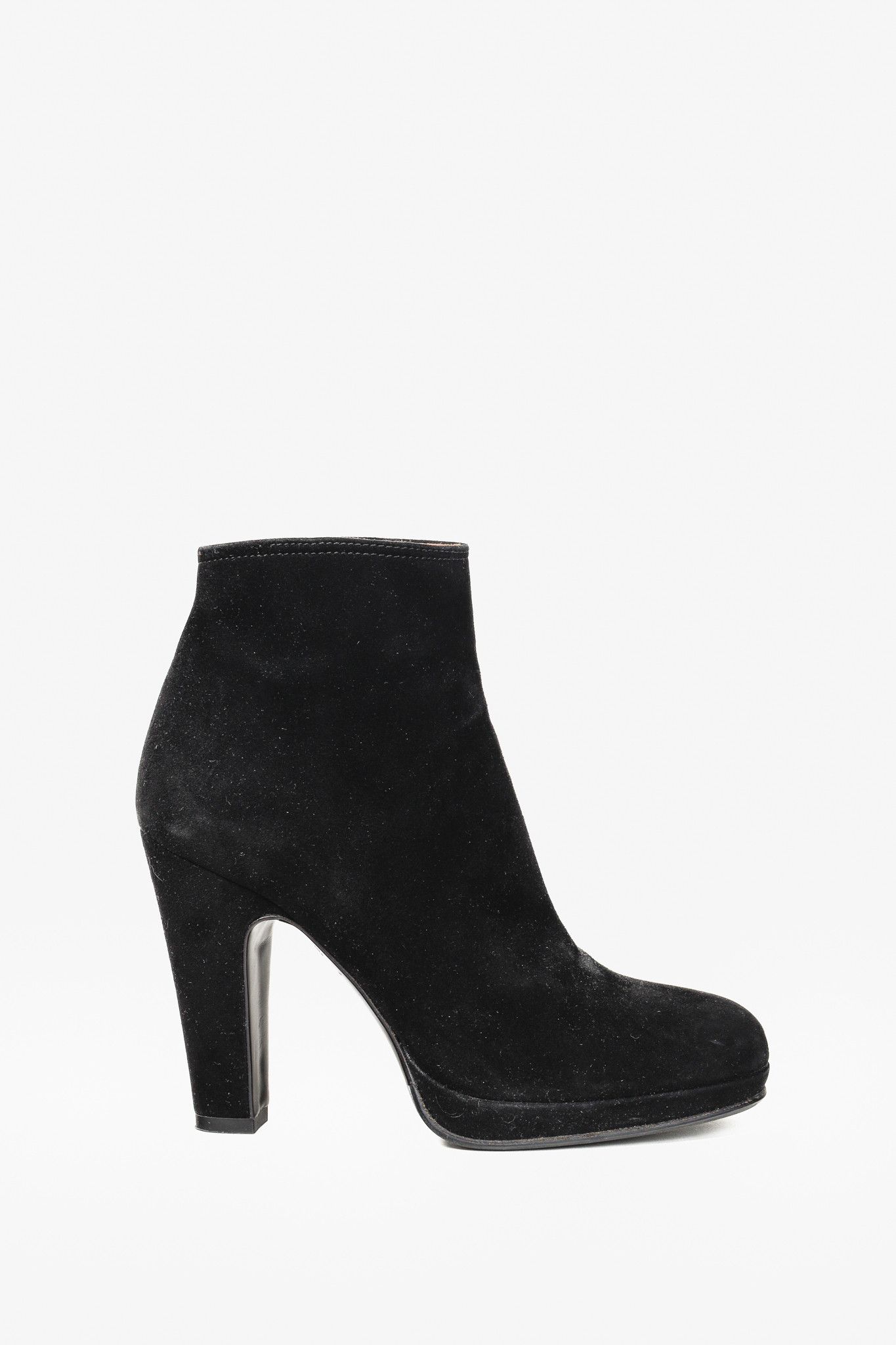 Miu Miu Miu Miu Black Suede Heel Bootie Size US 6.5 / IT 36.5 - 1 Thumbnail