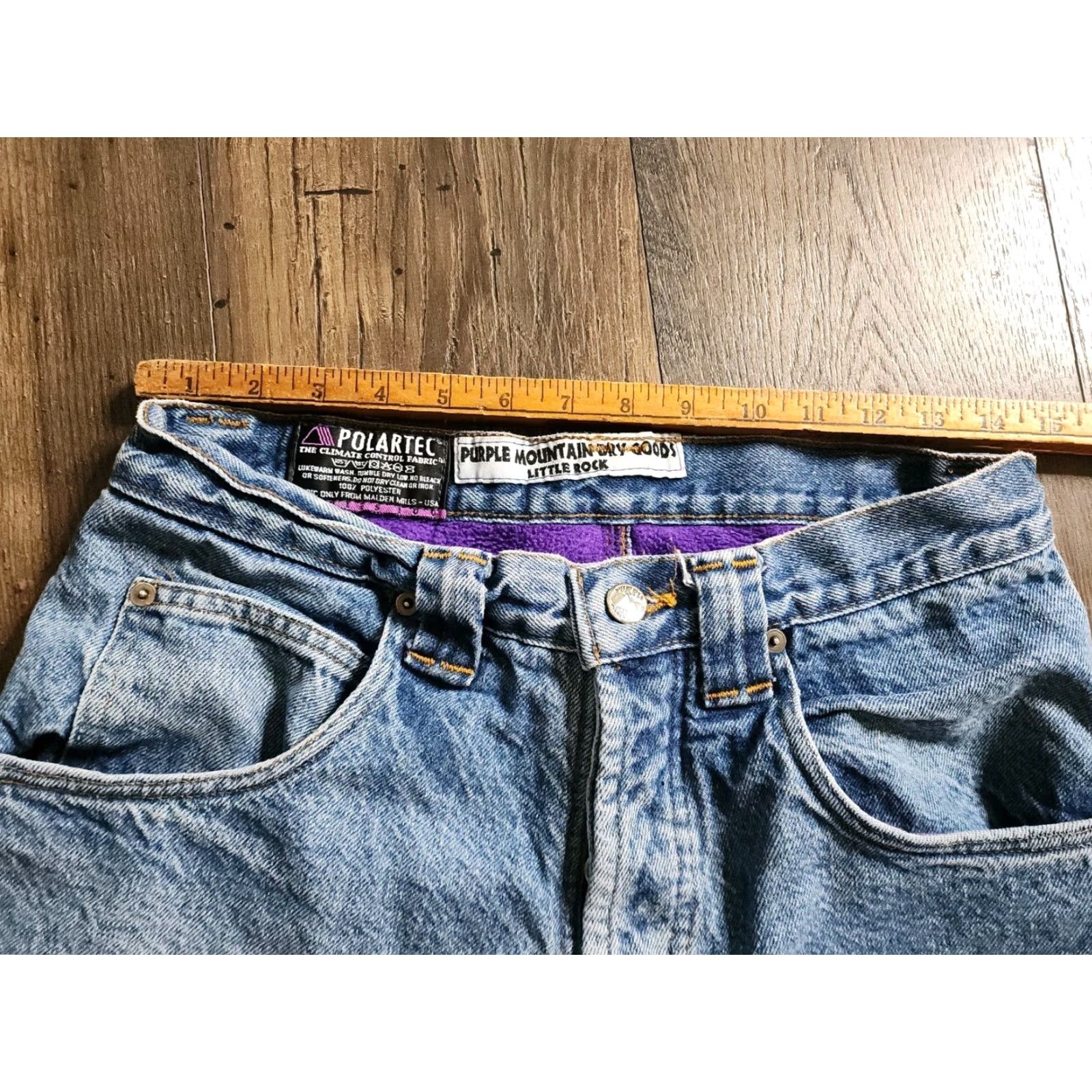 Vintage Vintage Purple Mountain Dry Goods Jeans Mens 32 Blue Fleece Lined 90s Polar Polartec Tapered Relaxed Inseam 29 Size US 32 / EU 48 - 6 Thumbnail