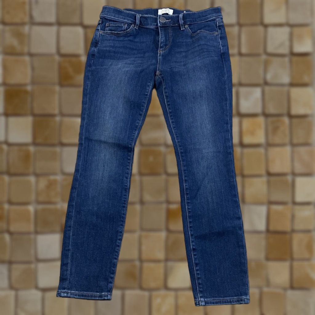 Loft VINTAGE LOFT Womens Jeans Skinny Fit 4P Petites Mid-Rise Blue Denim 2010s Size 27" / US 4 / IT 40 - 1 Thumbnail