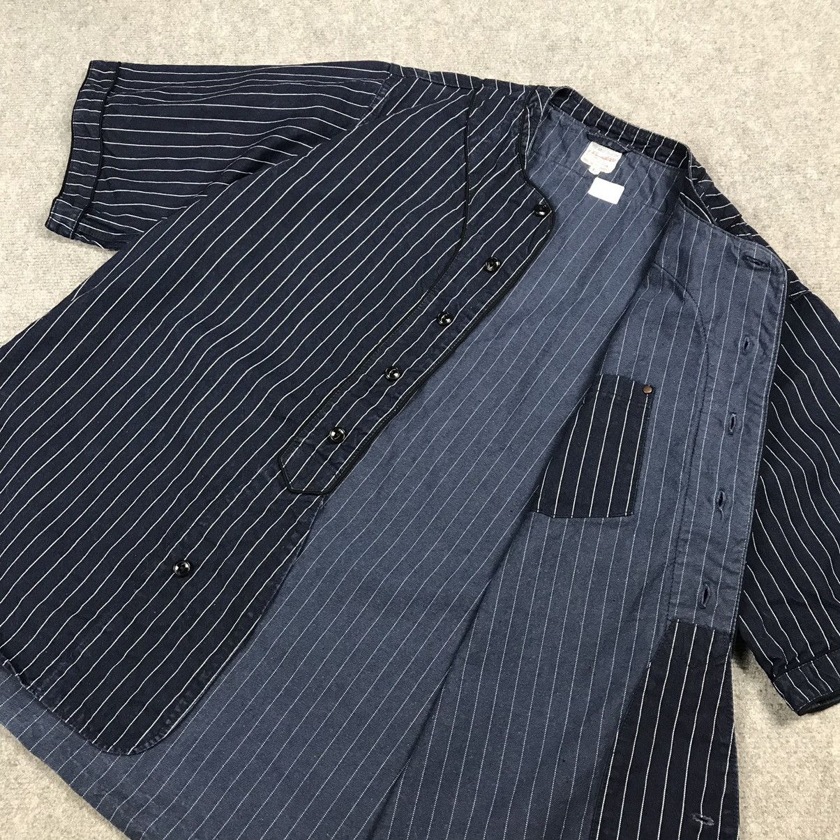 Indigo × Japanese Brand × Momotaro Jeans OG MOMOTARO DENIM INDIGO BASEBALL DESIGN BUTTON UP SHIRT Size US L / EU 52-54 / 3 - 9 Thumbnail