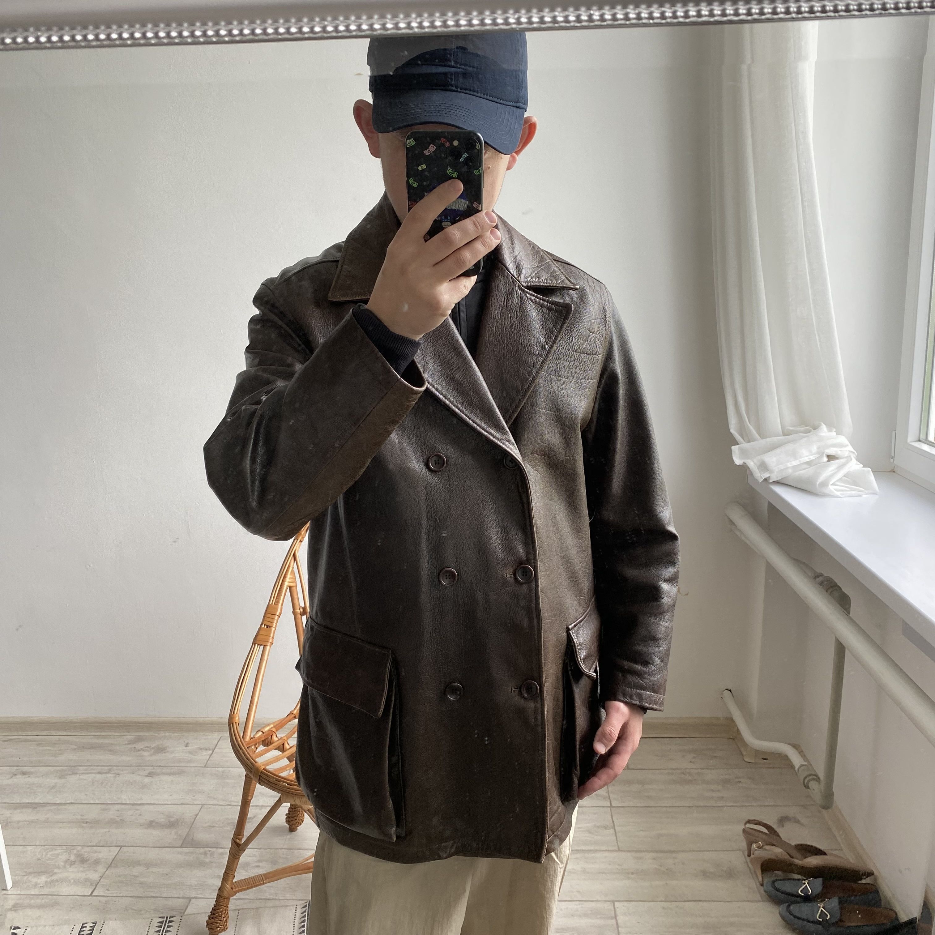 Genuine Leather Vintage 90s Heavy Leather Double Jacket Coat Brown Luxury Size US M / EU 48-50 / 2 - 11 Thumbnail