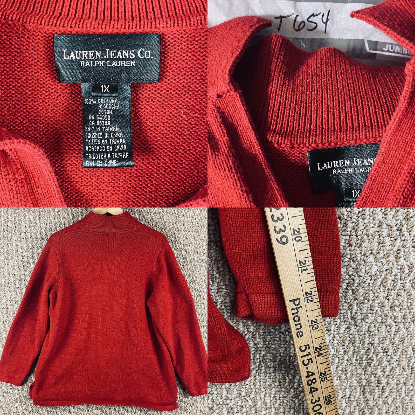 Ralph Lauren VINTAGE Lauren Ralph Lauren Sweater Womens 1X 1/4 Zip Red Crest Logo Pullover Knitted Cotton Knit Embroidered Zipper Logo Esque Size XL / US 12-14 / IT 48-50 - 8 Thumbnail