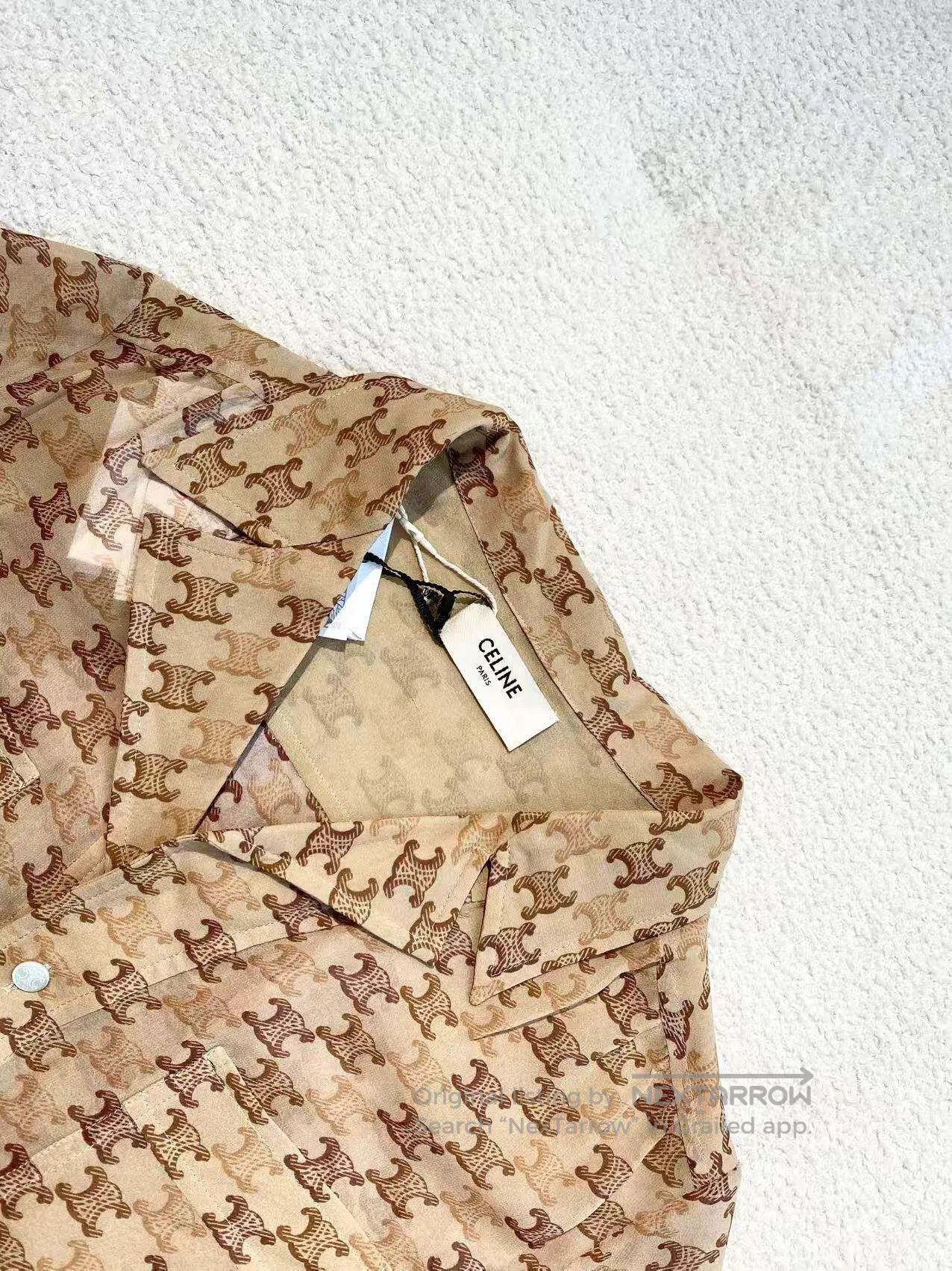 Celine Celine Full logo print mulberry silk short-sleeved top| Size 4XL / US 24-26 - 4 Thumbnail