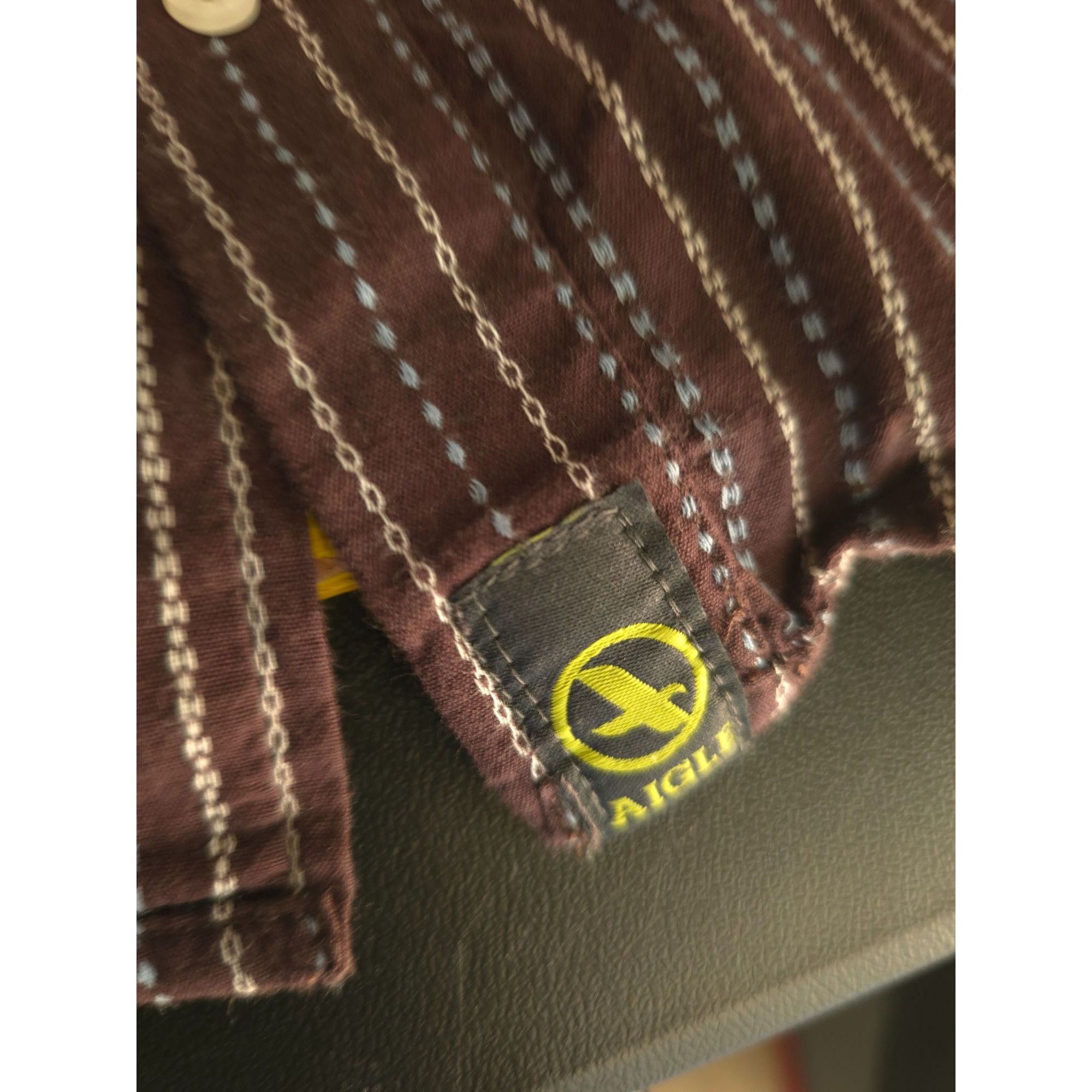 Aigle Aigle Men's XXL Brown Striped Button-Down Shirt - 100% Cotto Size US XXL / EU 58 / 5 - 6 Thumbnail