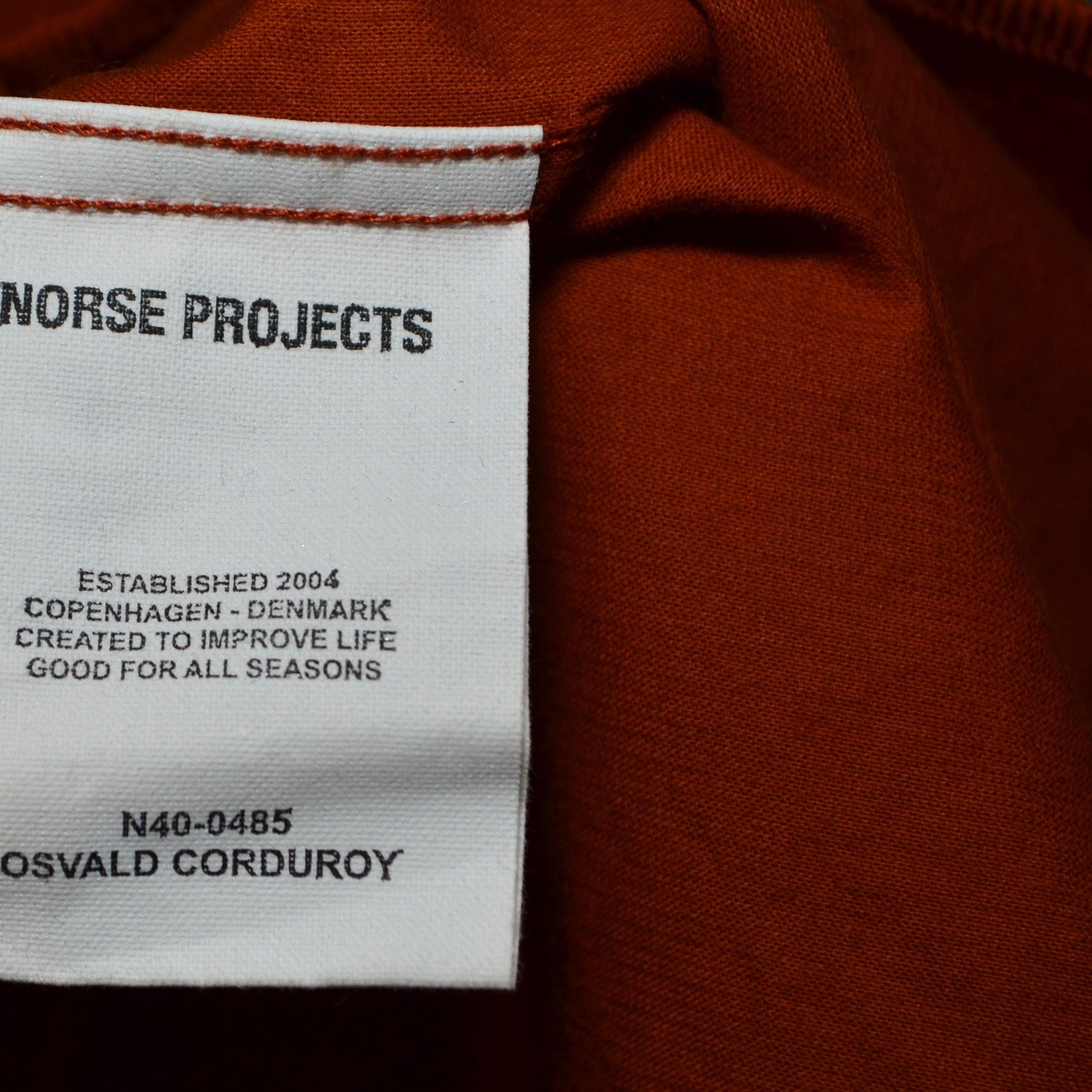 Norse Projects Norse Projects Osvald Corduroy Cadmium Orange Shirt XL Size US XL / EU 56 / 4 - 9 Thumbnail