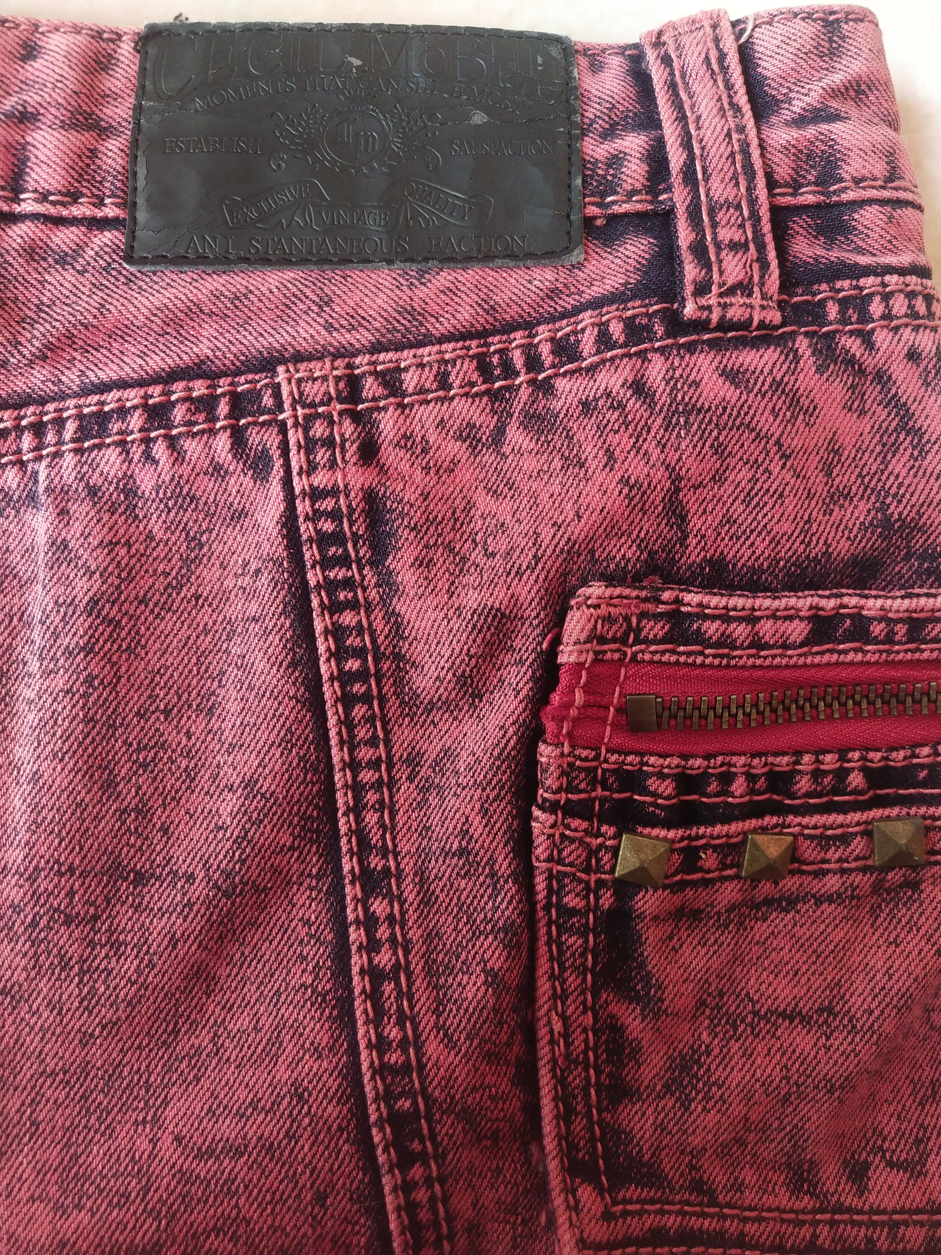 Hysteric Glamour Cecil McBee Studded Red Acid Wash Mini Skirt Size 31" - 4 Thumbnail