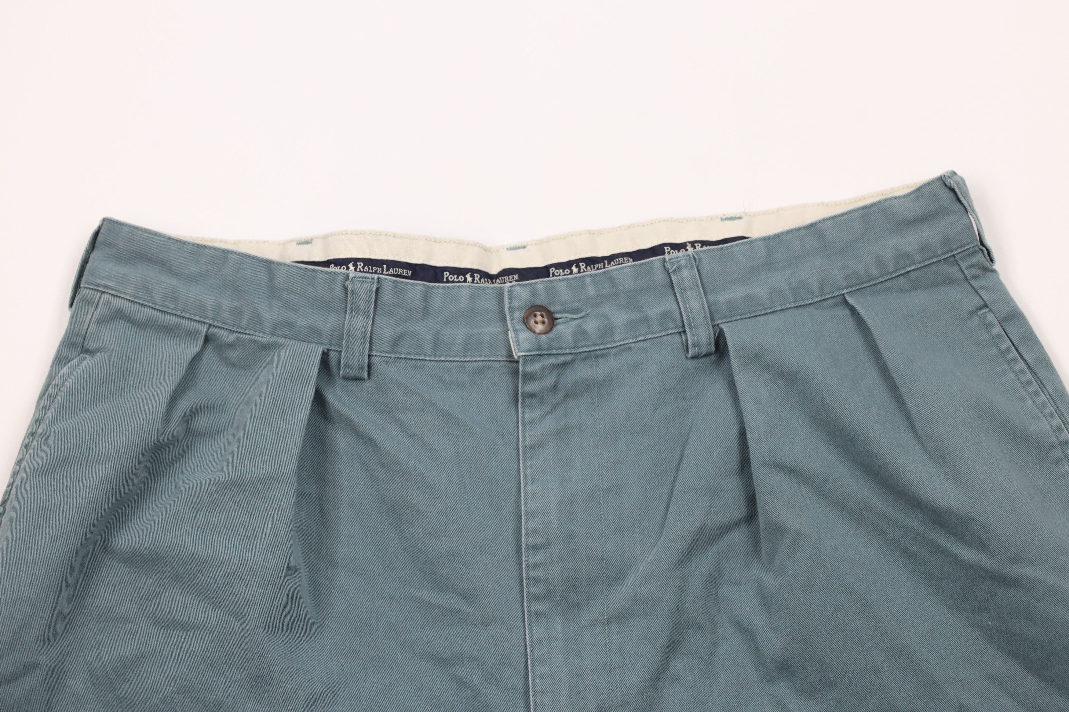 Ralph Lauren × Vintage Vintage 90s Ralph Lauren Pleated Above Knee Shorts Teal Size US 34 / EU 50 - 2 Thumbnail