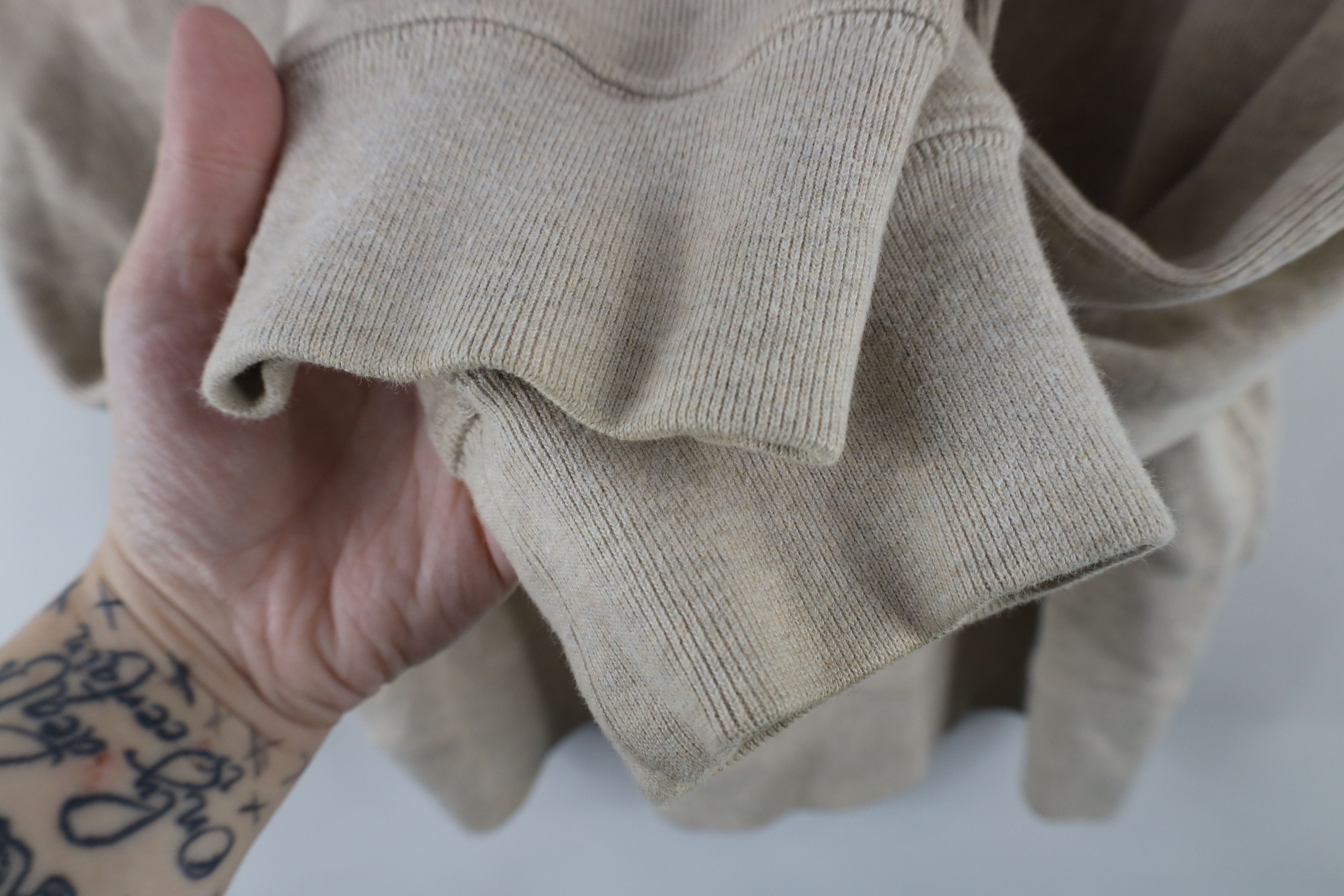 Ralph Lauren × Vintage Vintage 90s Ralph Lauren Knit Shawl Sweater Oatmeal Brown Size US L / EU 52-54 / 3 - 6 Thumbnail