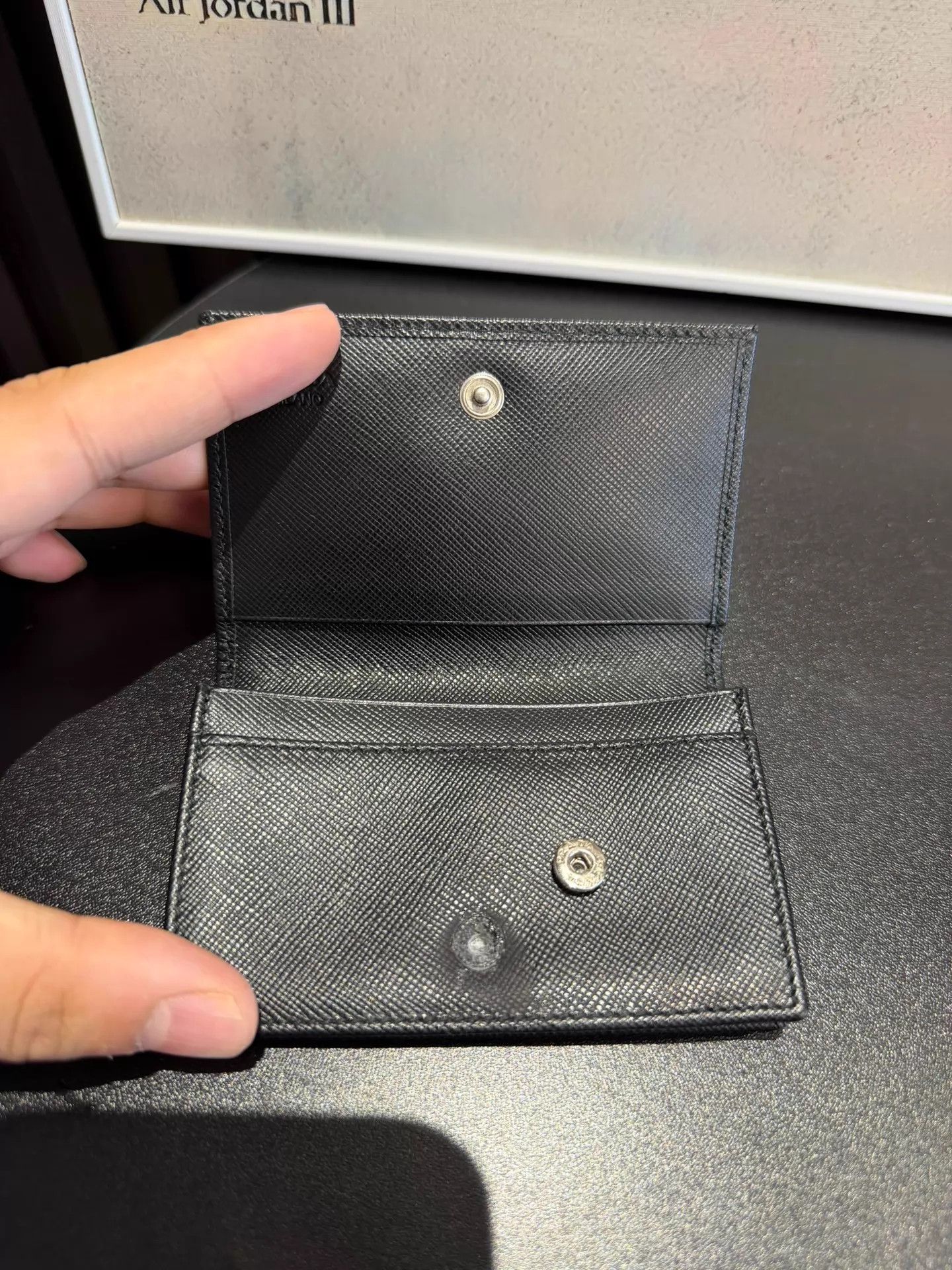 Prada Prada Black Cross-Grain Leather Cardholder Shiny Hardware Size ONE SIZE - 4 Thumbnail