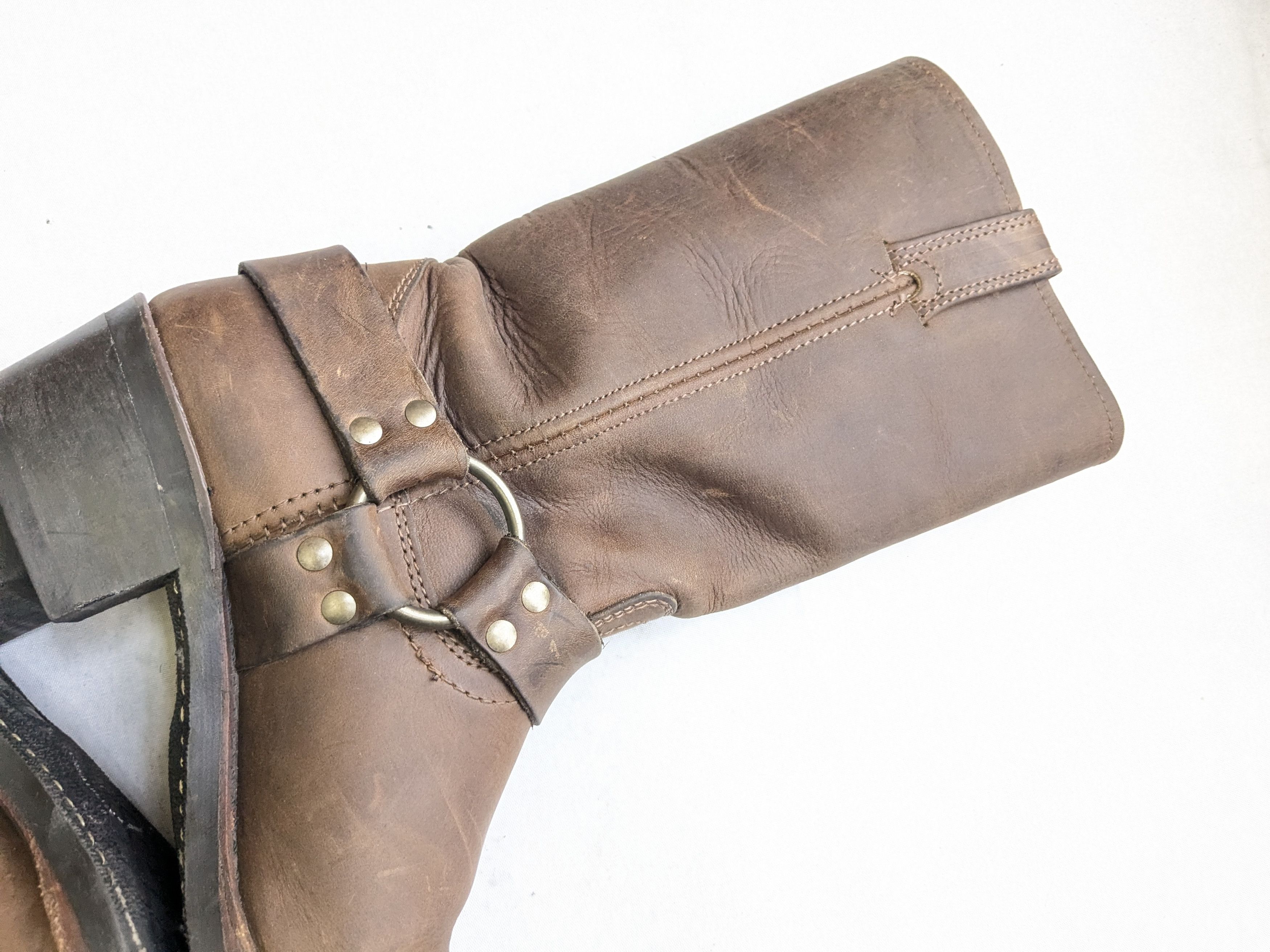 Frye Frye Harness Boots Brown Leather 7 M Leather Buckle Harness Size US 7 / EU 40 - 13 Thumbnail