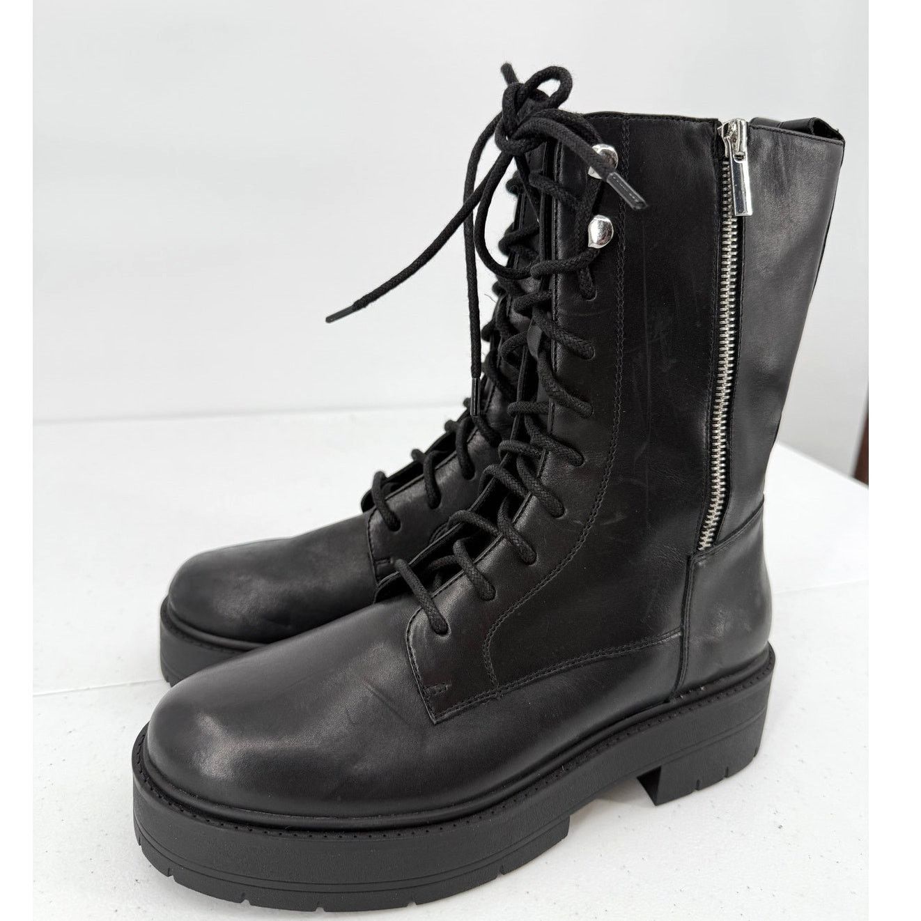 Geox NEW Geox D Spheric EC7 Leather Zippered Biker Mid Boots Size US 9 / IT 39 - 4 Thumbnail