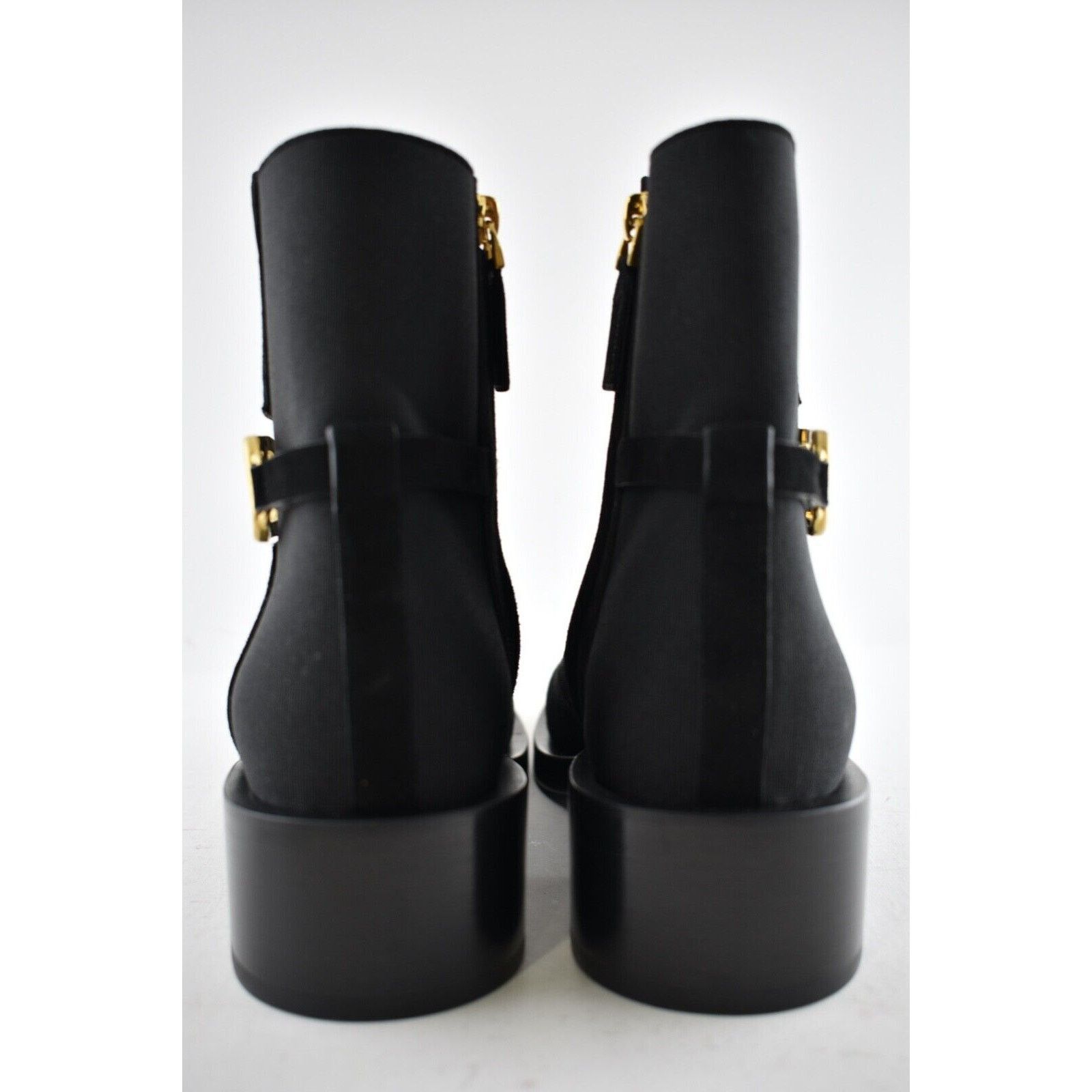 Valentino Valentino V Logo Gold Black Suede Block Heel Short Ankle Size US 7.5 / IT 37.5 - 9 Thumbnail