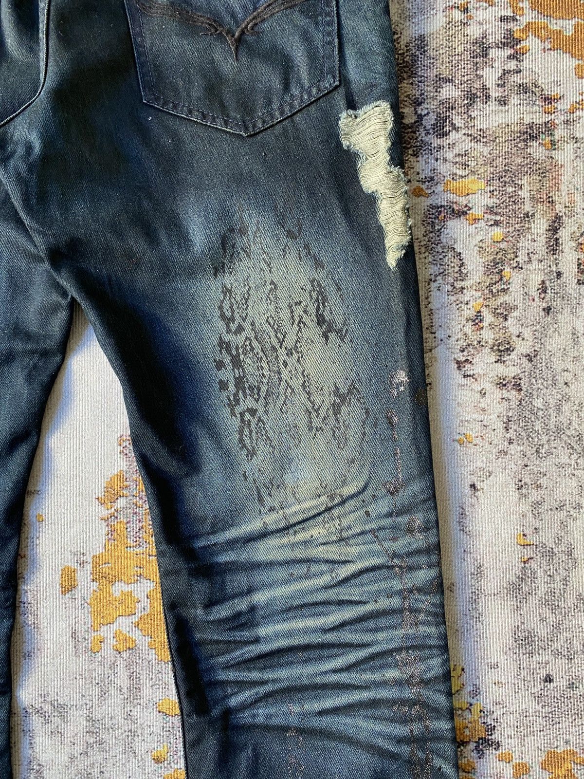 Japanese Brand Vice Fairy Claws Marks Design Gothic Punk Distressed Denim Size US 31 - 19 Thumbnail