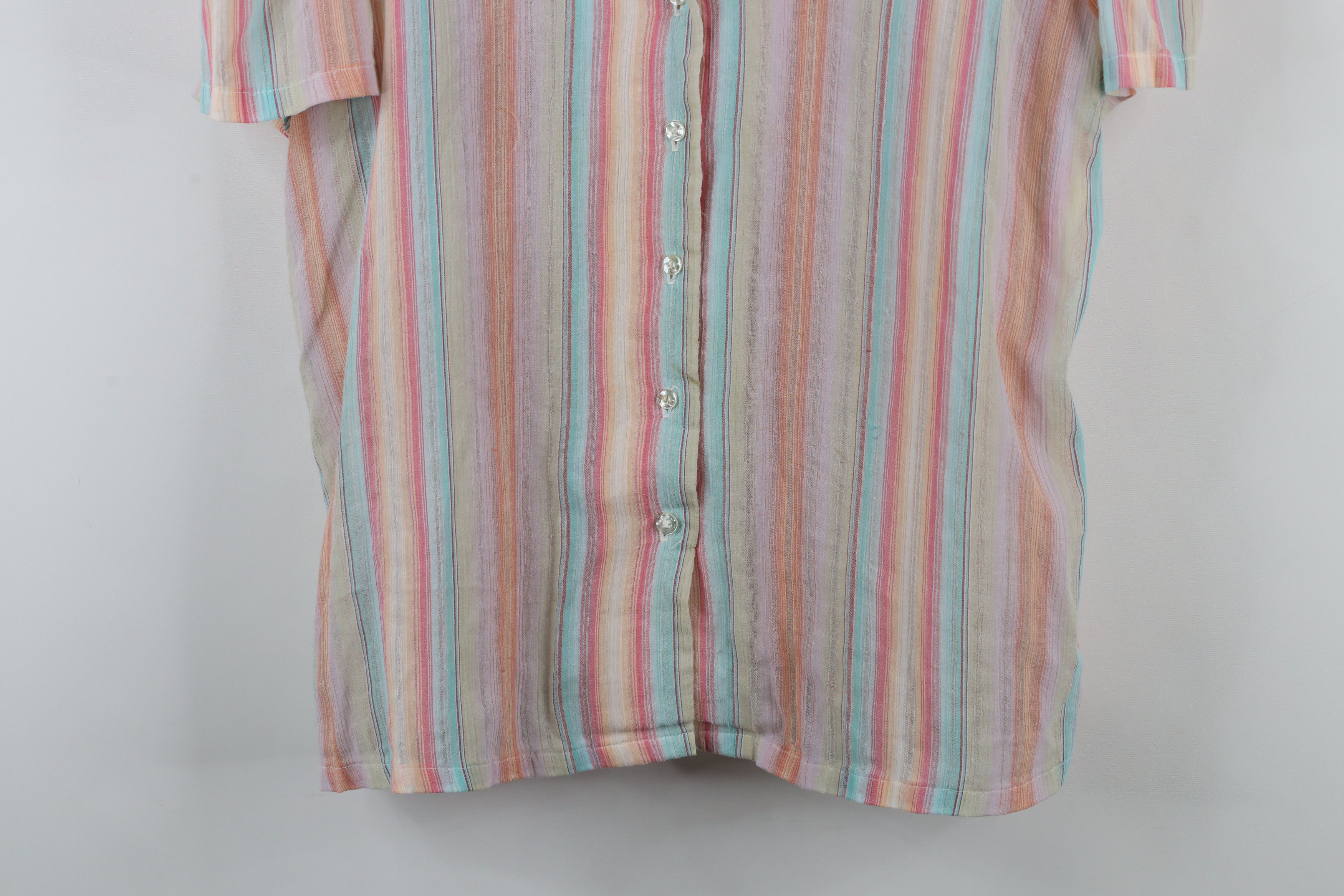 Vintage Vintage 70s Streetwear Pastel Striped Button Shirt USA Size XXL / US 16-18 / IT 52-54 - 3 Thumbnail