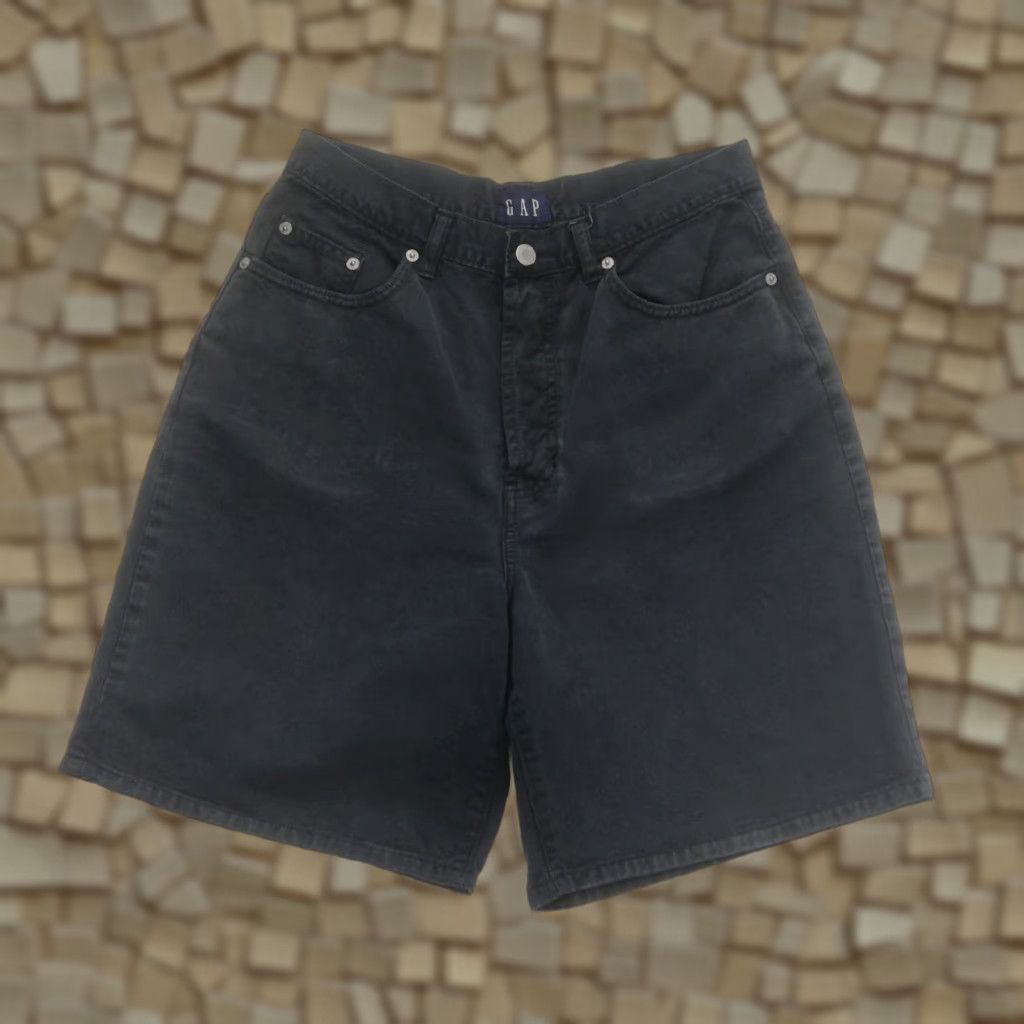 Gap GAP VTG Y2K RETRO FADED BLACK DENIM WIDE BAGGY JEAN 8" SHORTS WMNS SZ 12 Size 34" / US 12 / IT 48 - 1 Thumbnail
