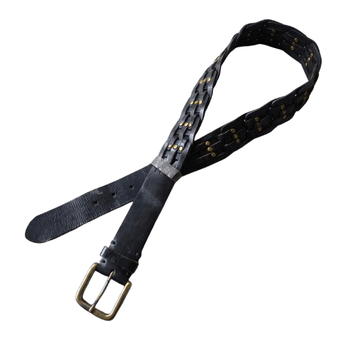 14th Addiction 🕸️Japan solid brass art stud punk style leather belt Size ONE SIZE - 2 Thumbnail
