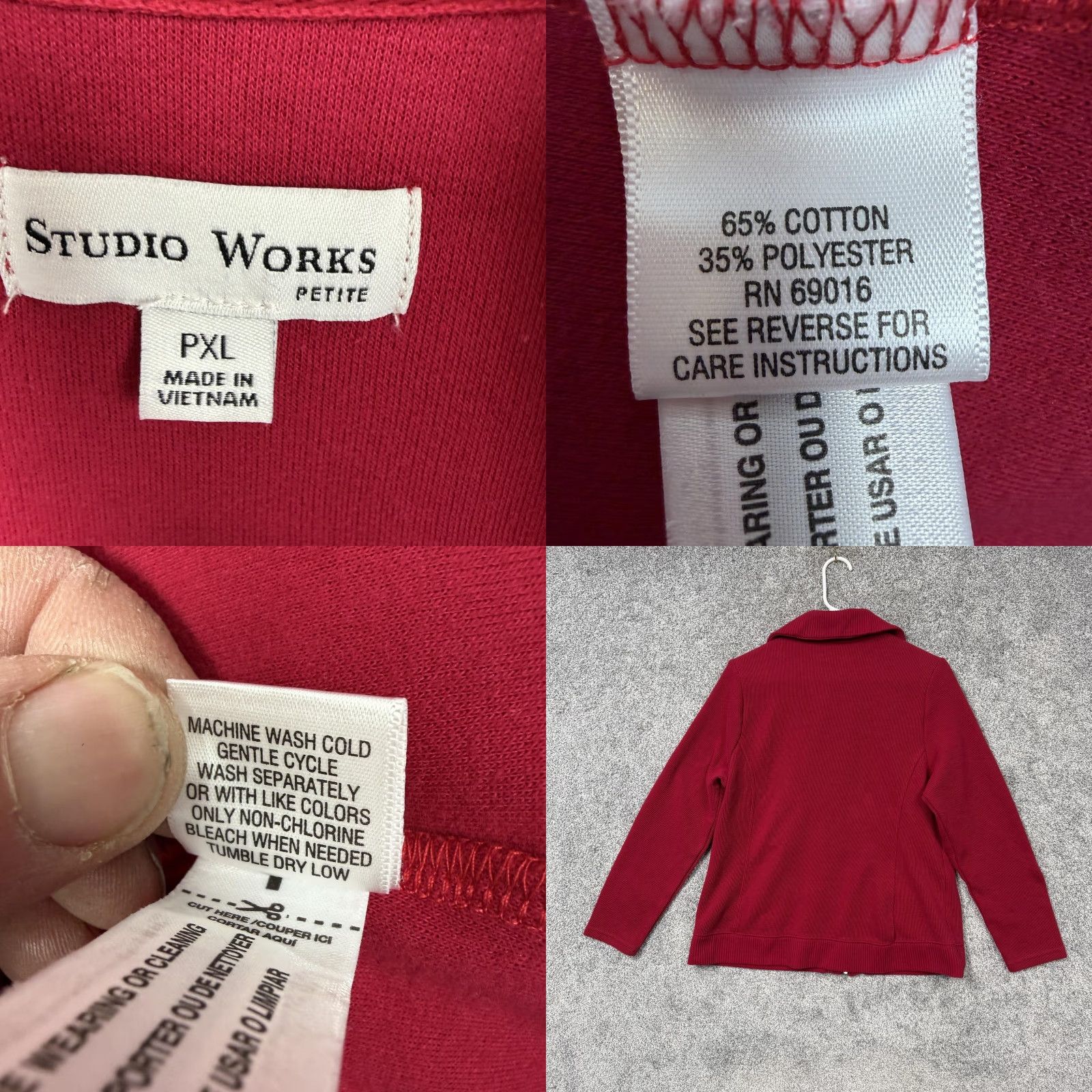 Vintage Studio Works Cardigan Sweater Womens PXL Petite Red Full Zip Coastal Grandmacore Shirt? Size XL / US 12-14 / IT 48-50 - 8 Thumbnail