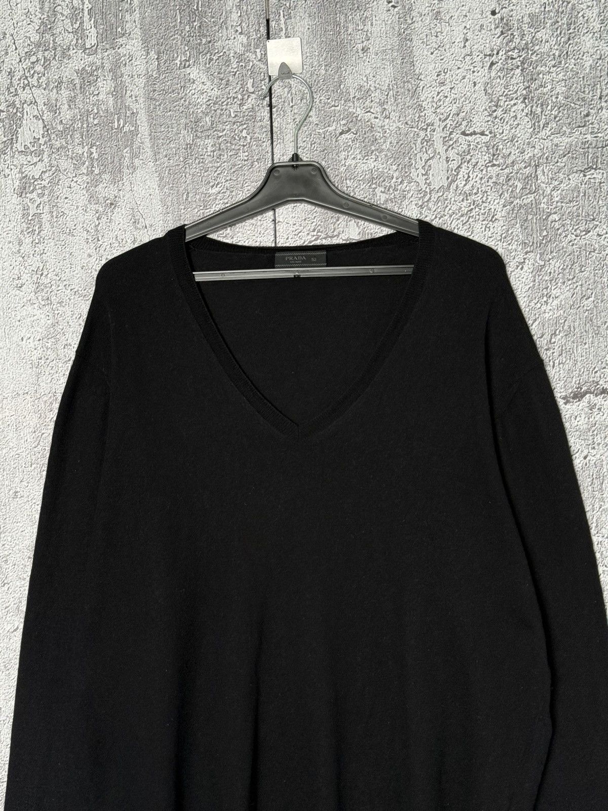 Prada Prada Milano Black V-Neck Sweater Cotton & Cashmere Jumper Size US L / EU 52-54 / 3 - 5 Thumbnail