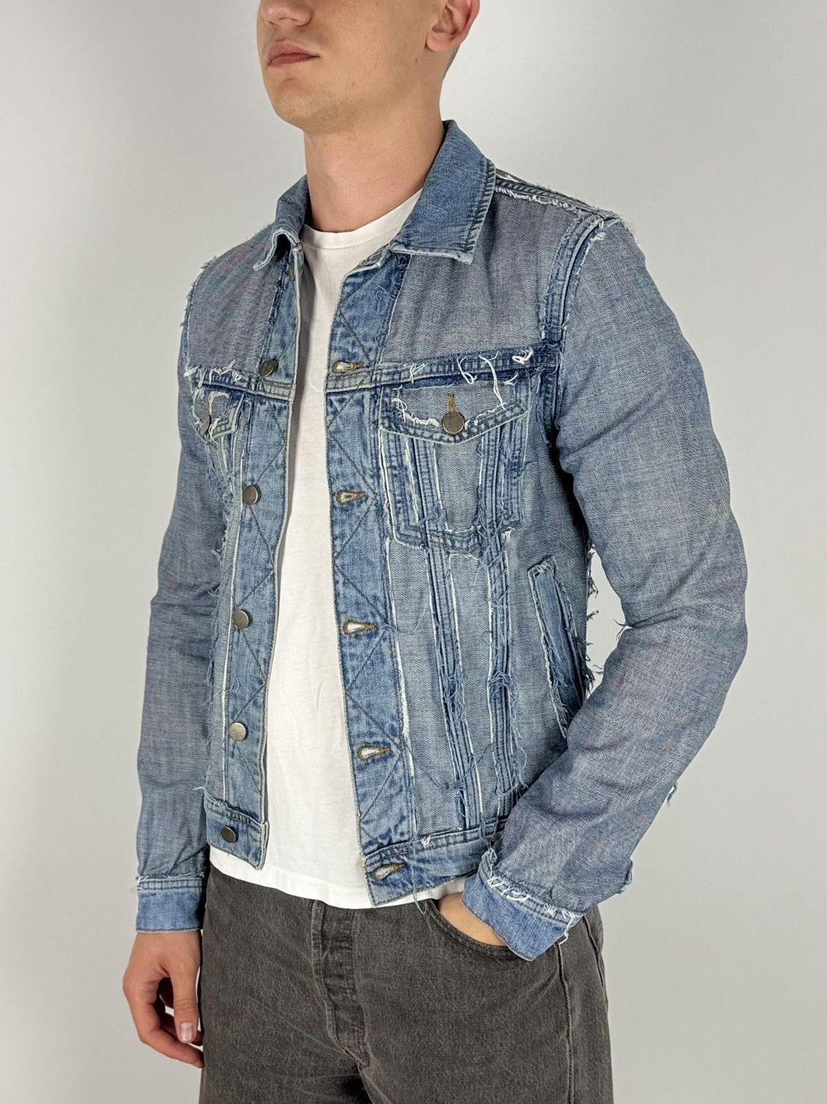 H&M × Maison Margiela SS12 Maison Margiela x H&M Distressed Reverse Denim Jacket Size US S / EU 44-46 / 1 - 2 Thumbnail