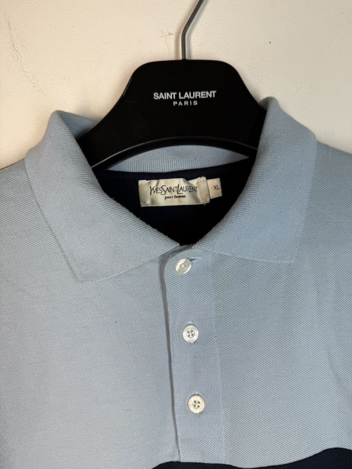 Yves Saint Laurent Blue YSL Polo Shirt Spell Out YSL Shirt Big Logo YSL Tee Size US XL / EU 56 / 4 - 8 Thumbnail