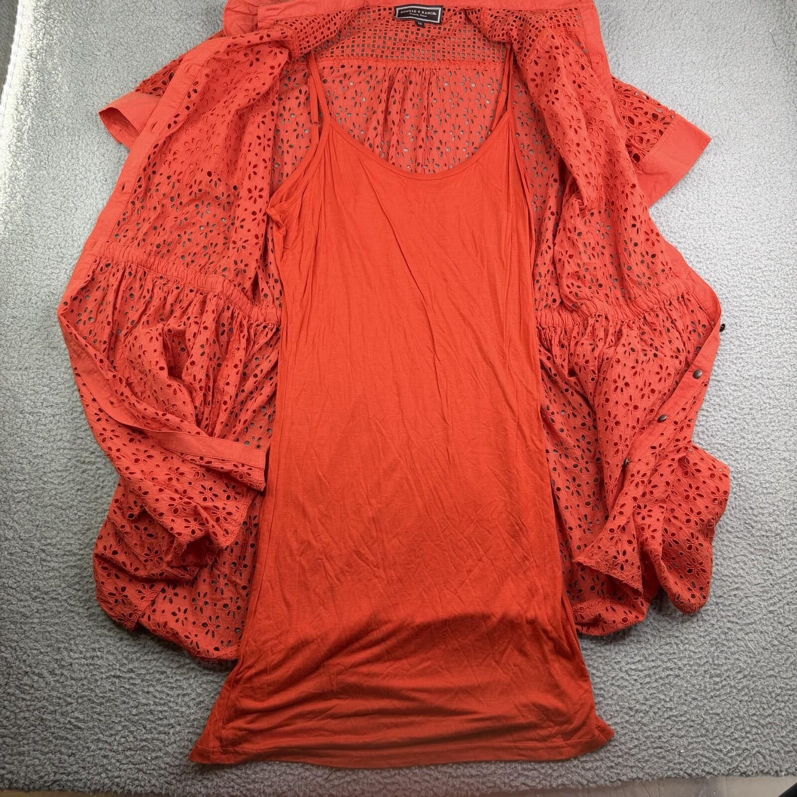 Other Double D Ranch Orange Western Dress Women's 1X Lined Size XL / US 12-14 / IT 48-50 - 9 Thumbnail