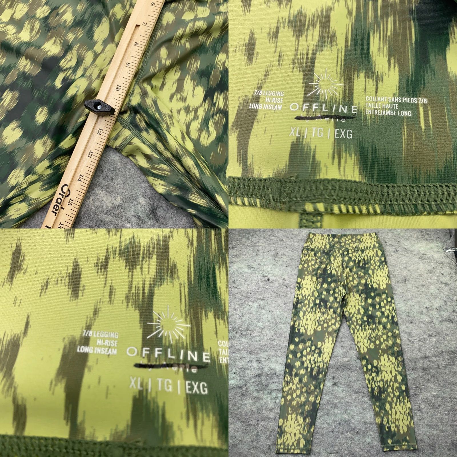 Vintage Aerie Leggings Womens XL Tall Green Camouflage Hi-Rise Stretch Yoga Long Inseam 28.5in Ankle Casual Activewear Women Size 40" / US 18 - 8 Thumbnail