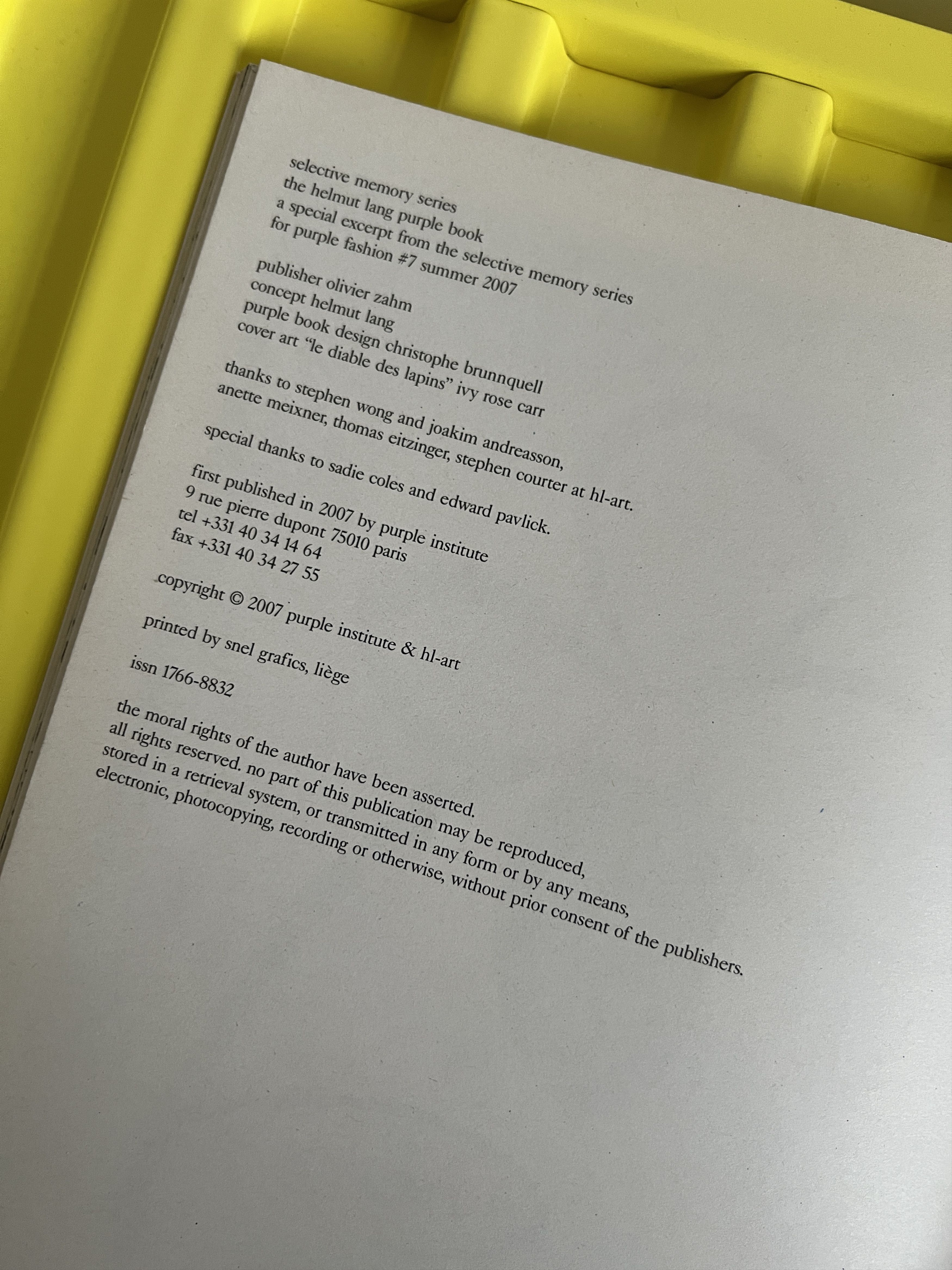 The Helmut Lang Purple Book